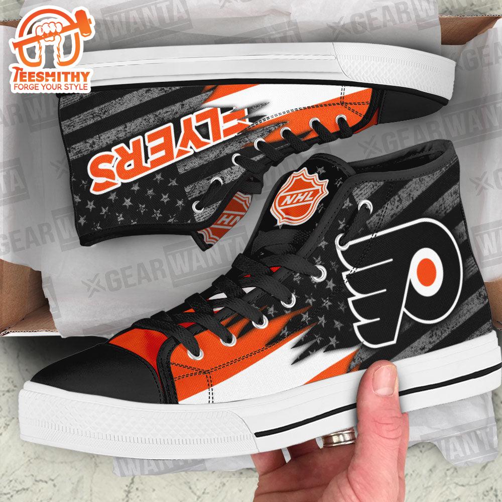 Philadelphia Flyers High Top Shoes, American Flag Sneakers