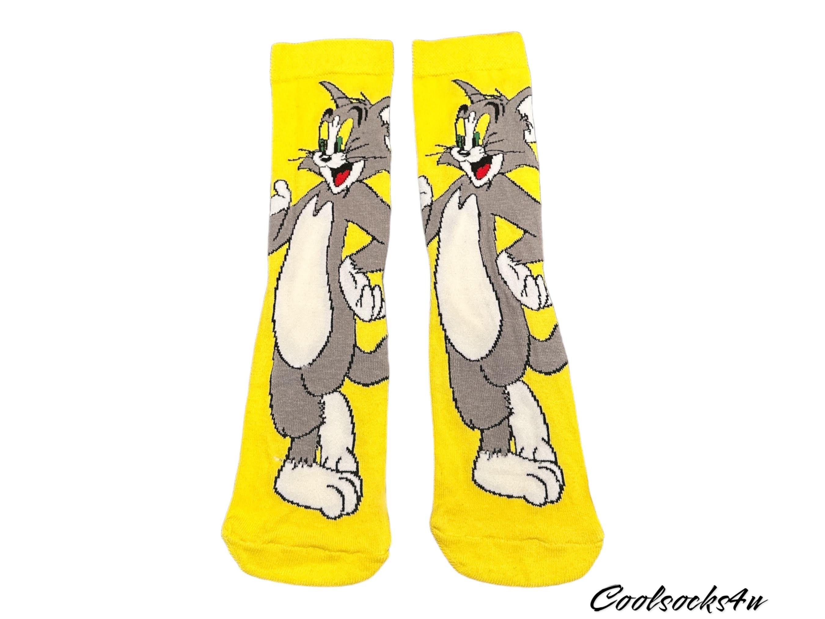 Tom And Jerry Cartoon Character Cotton Crew Socks | Cute, Fun, Cool |