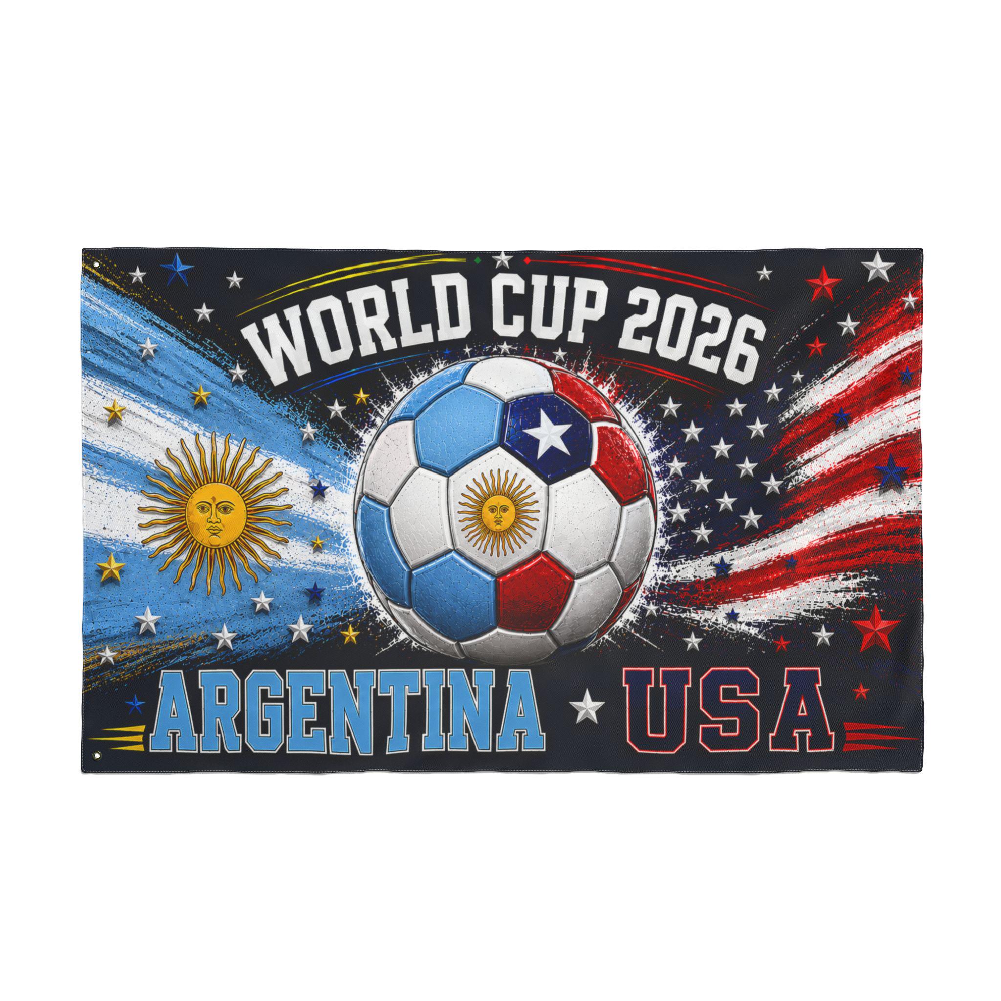 Argentina USA World Cup 2026 Soccer Flag | Double Sided Flag