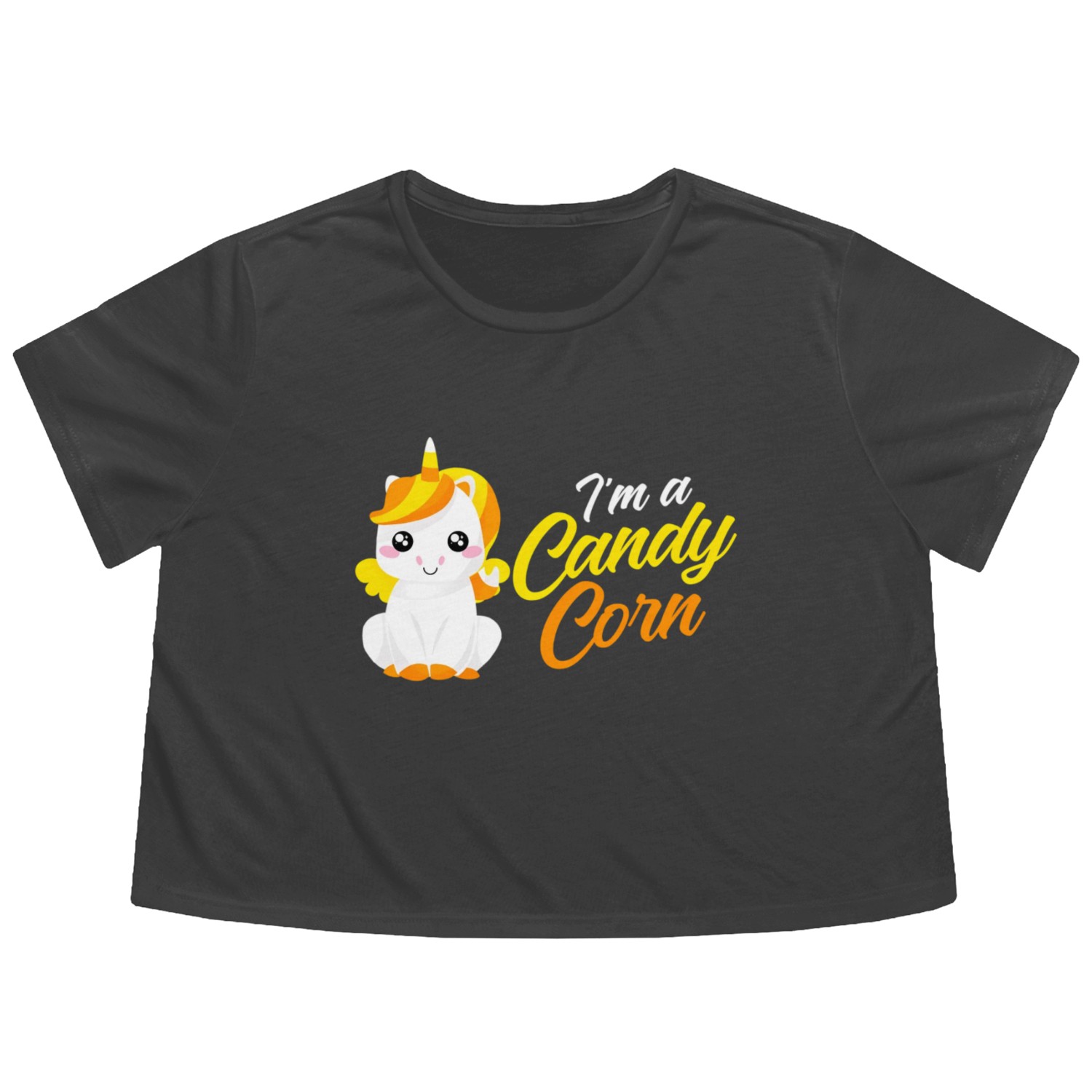 Unicorn Candy Corn Candycorn Halloween Flowy Cropped Tees