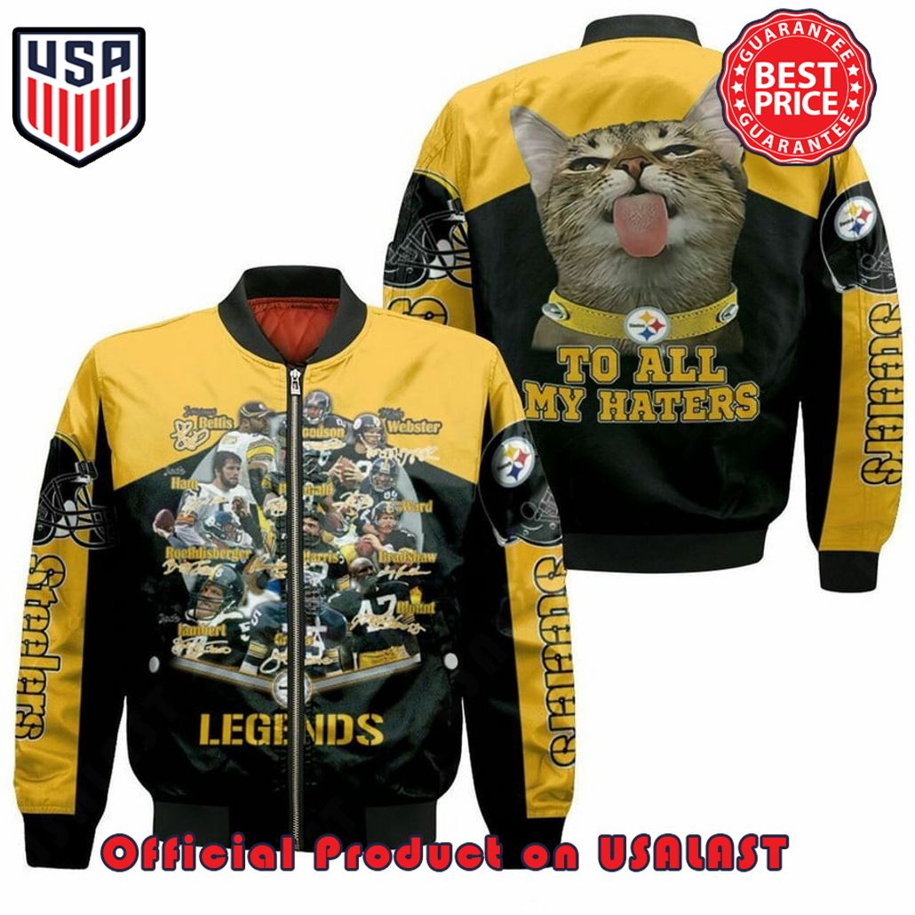 PITTSBURGH Steeler LEGENDS TEAM GREAT PLAYER WITH CAT PATTERN BOMBER JACKET