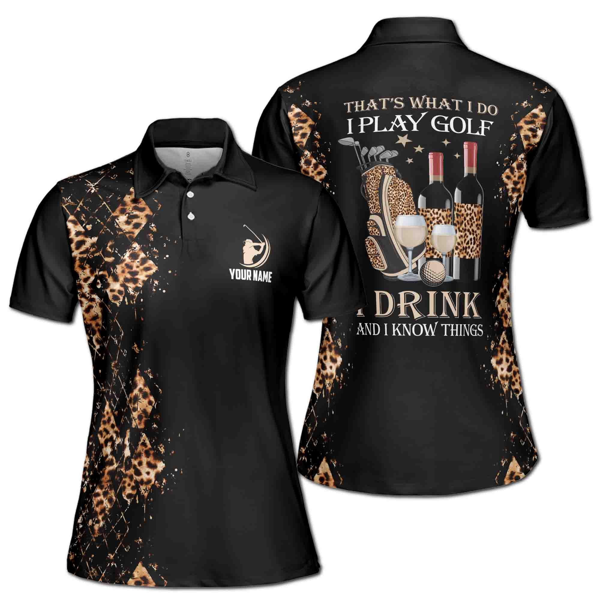 Custome Name Golf That's What I Do I Play Golf Leopard Pattern Women's Polo Shirt