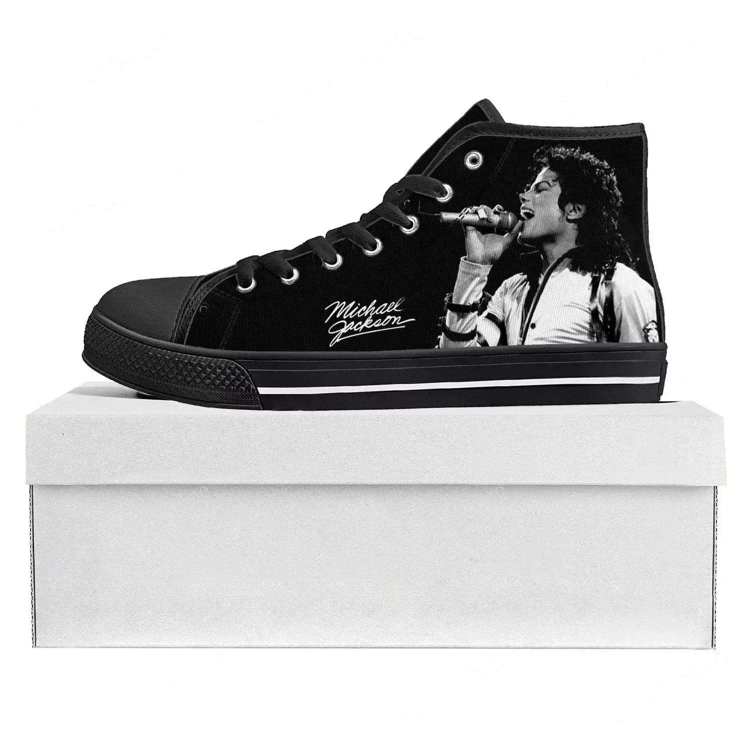 Michael Jackson Print High Top Sneakers, Men Women Couple Casual Shoes