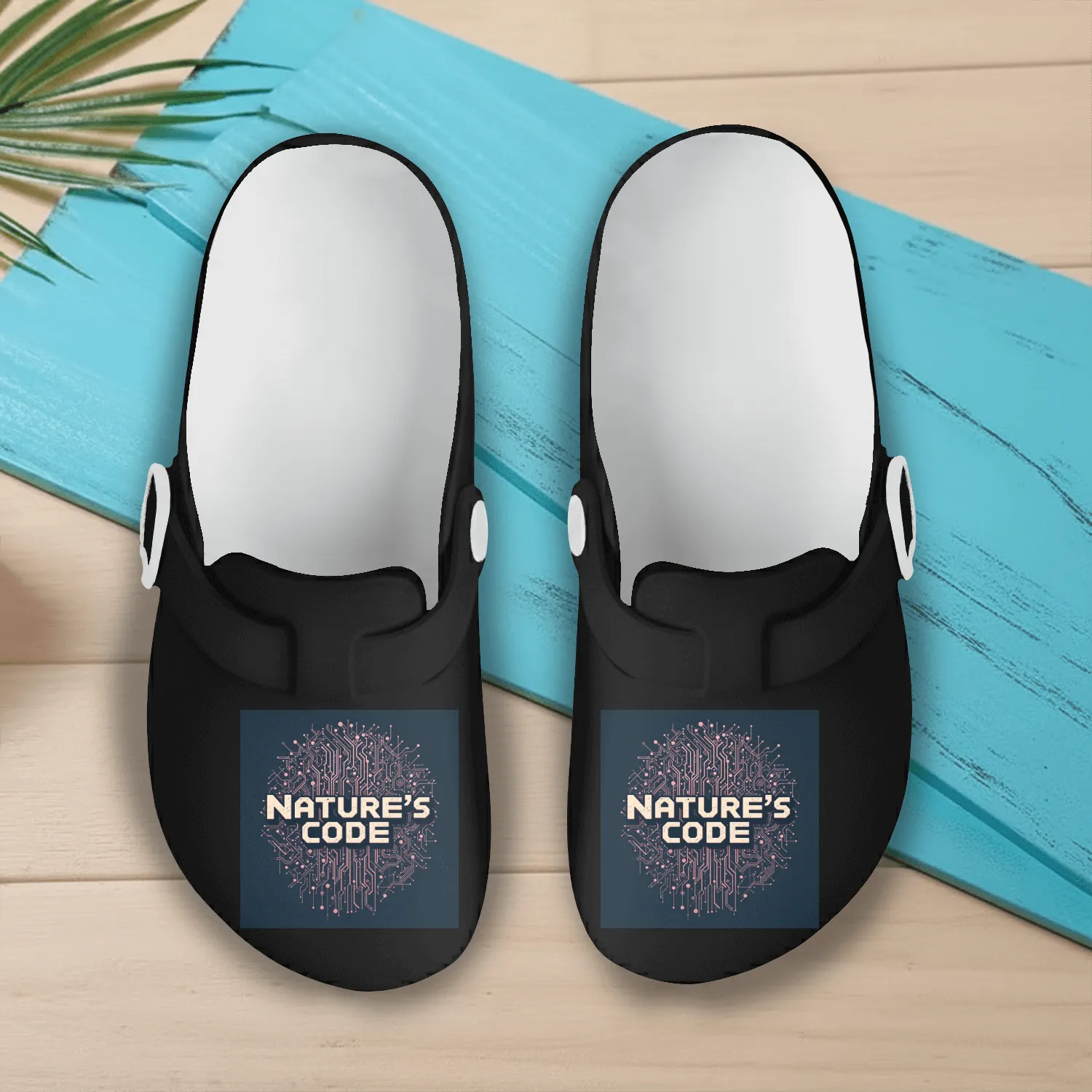 Nature's Code - Digital Nature Pattern Design Slip On Clogs