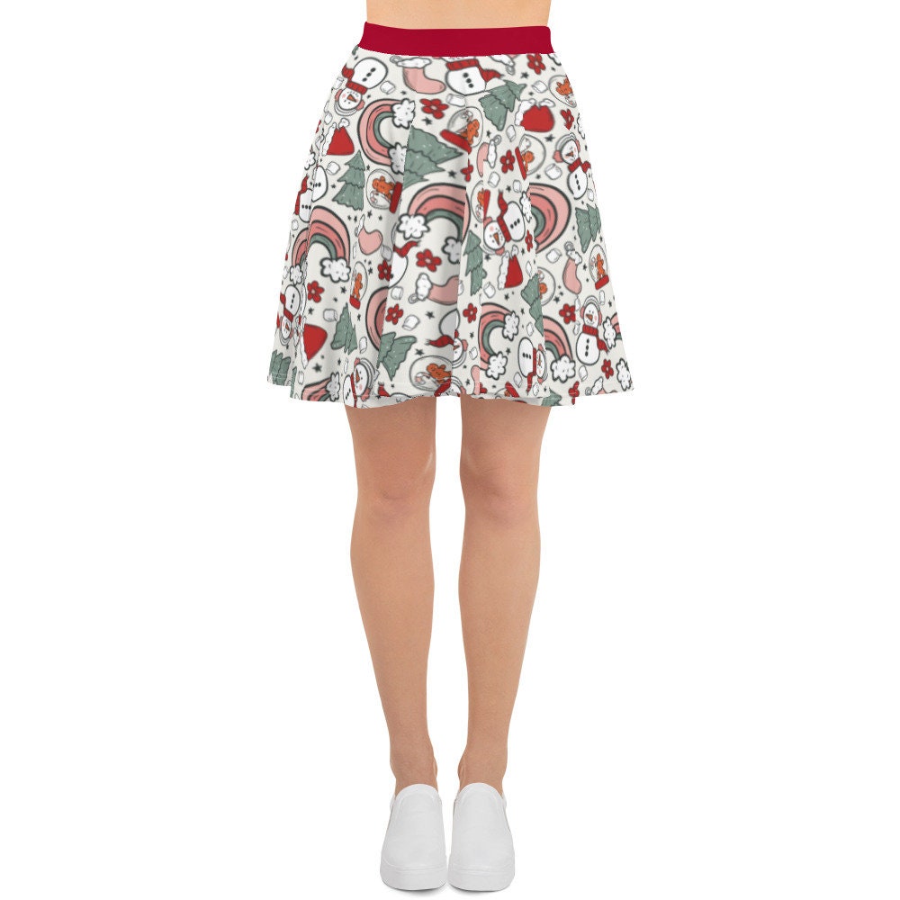 Christmas Rainbow Skater Skirt, Women's Skater Skirt