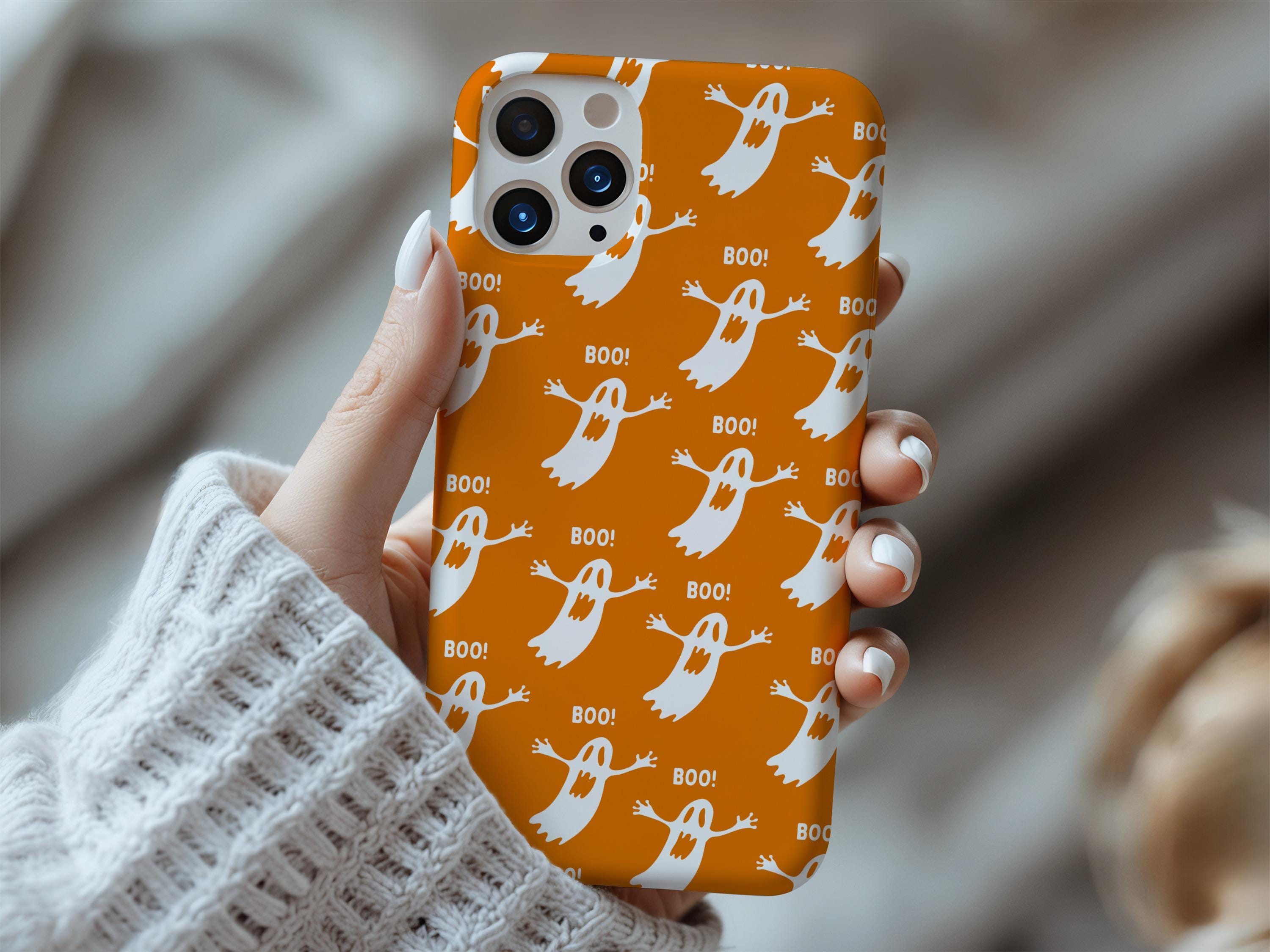 Spooky Ghost Tough Phone Case, Halloween Boo Pattern