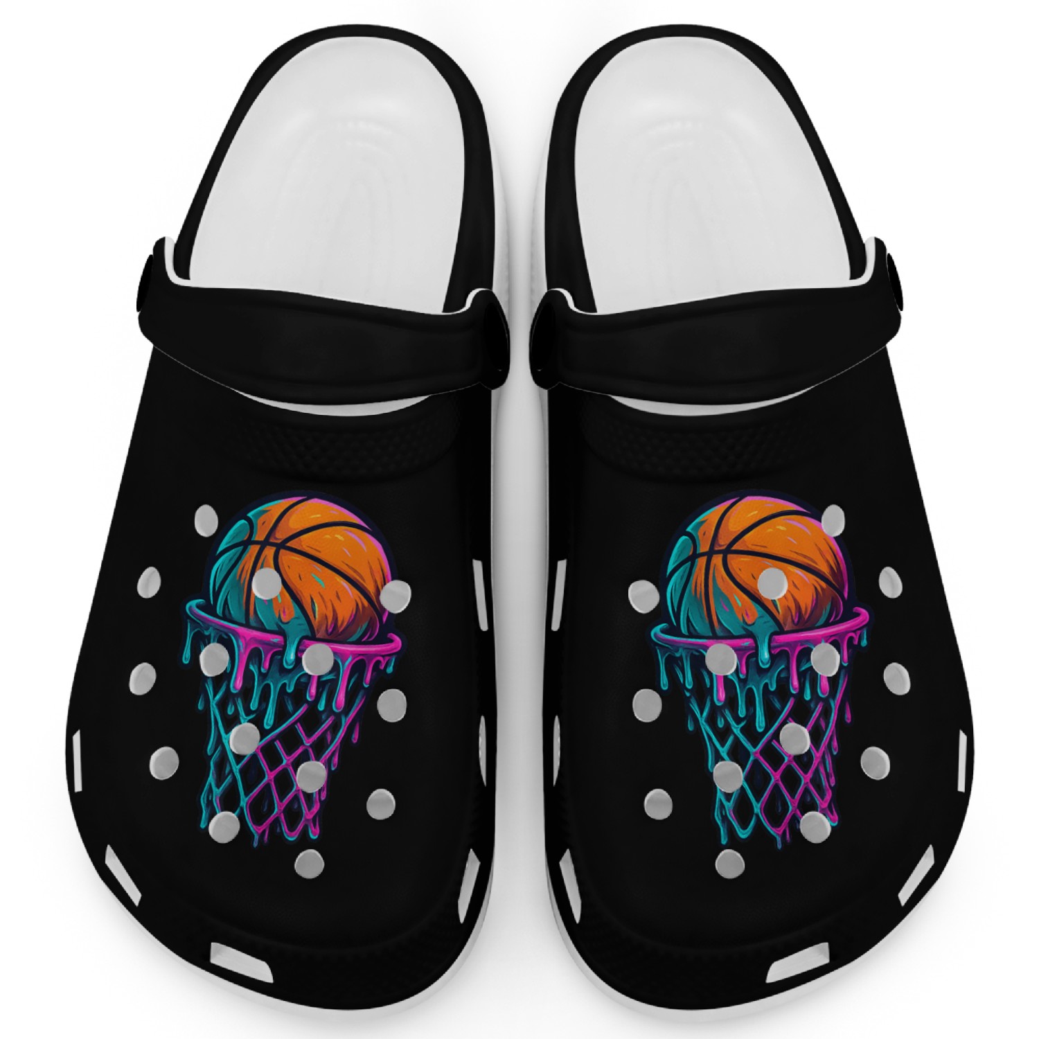 Colorful Splash Basketball Ice Cream Design Clogs