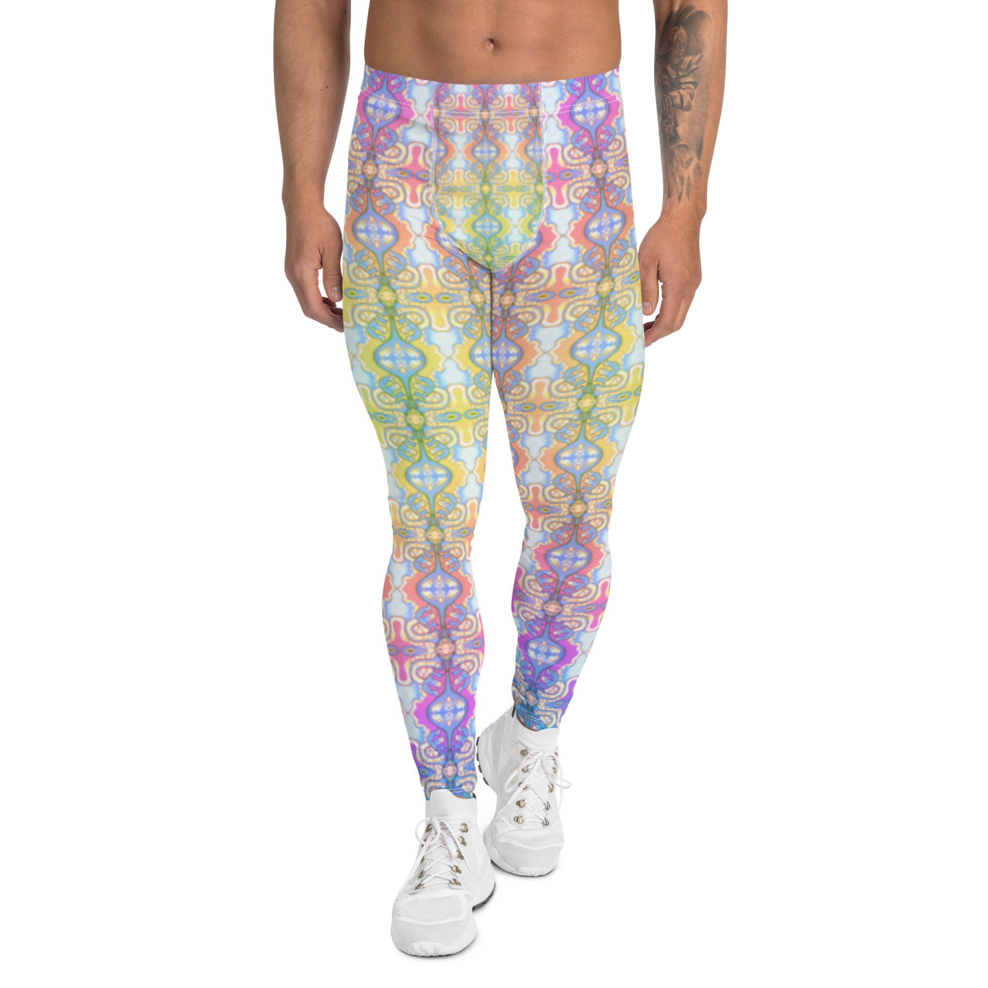 Rainbow Men's Leggings Venado Azul Pattern Leggings for Party or Yoga