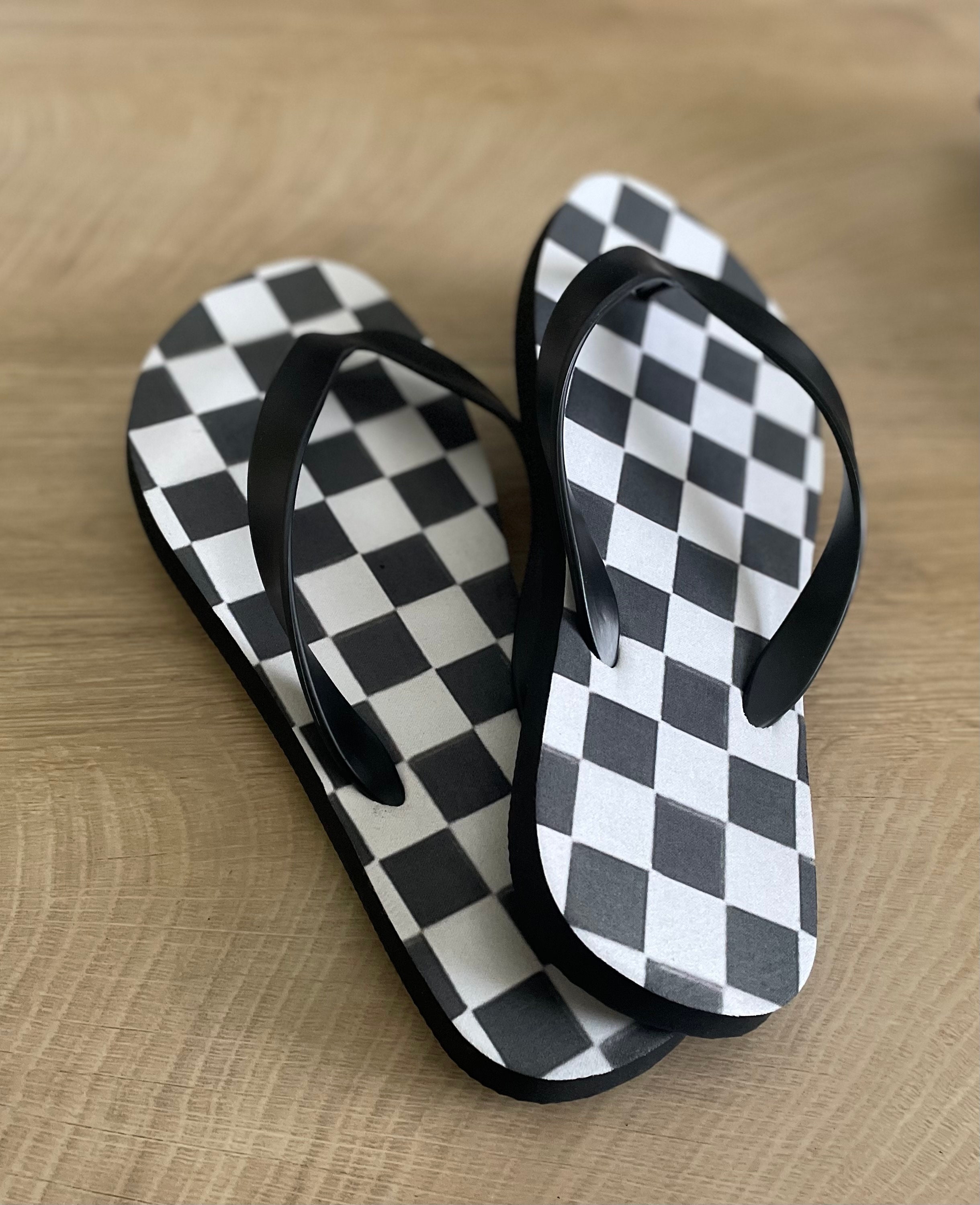 Women's Checkered Flip Flops