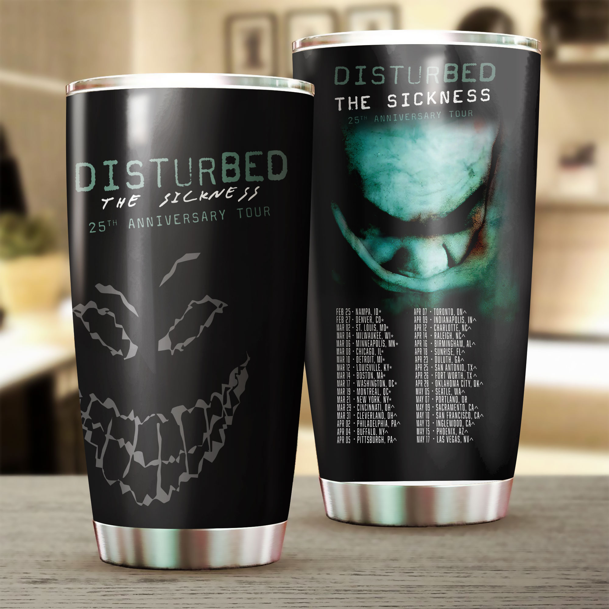 Disturbed Band The Sickness 25Th Anniversary Tour Tumbler 20Oz Cup