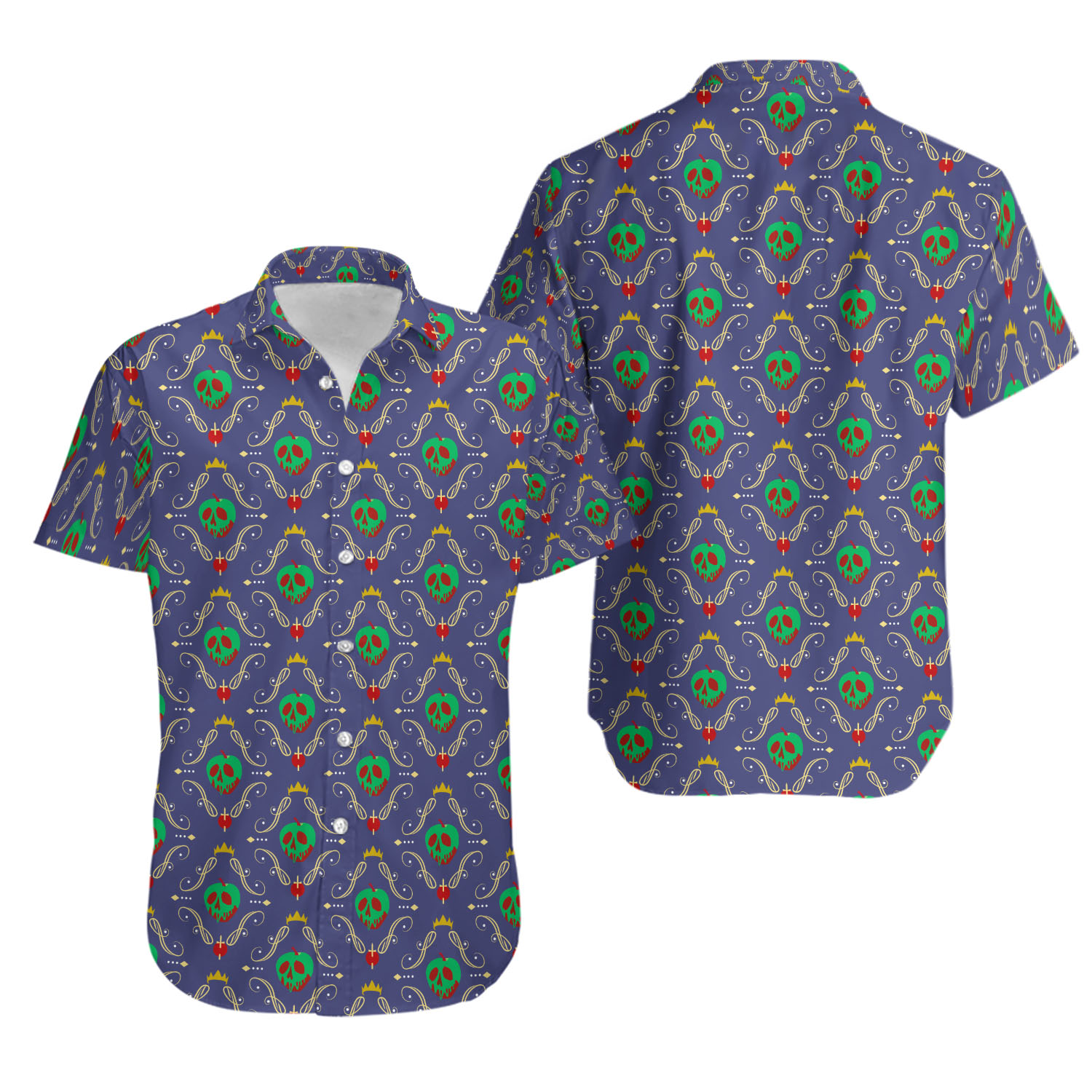 Poisonous Apple Hawaii Shirt, Queen Villain Button Up Shirt, Cartoon Movie Hawaiian Shirt