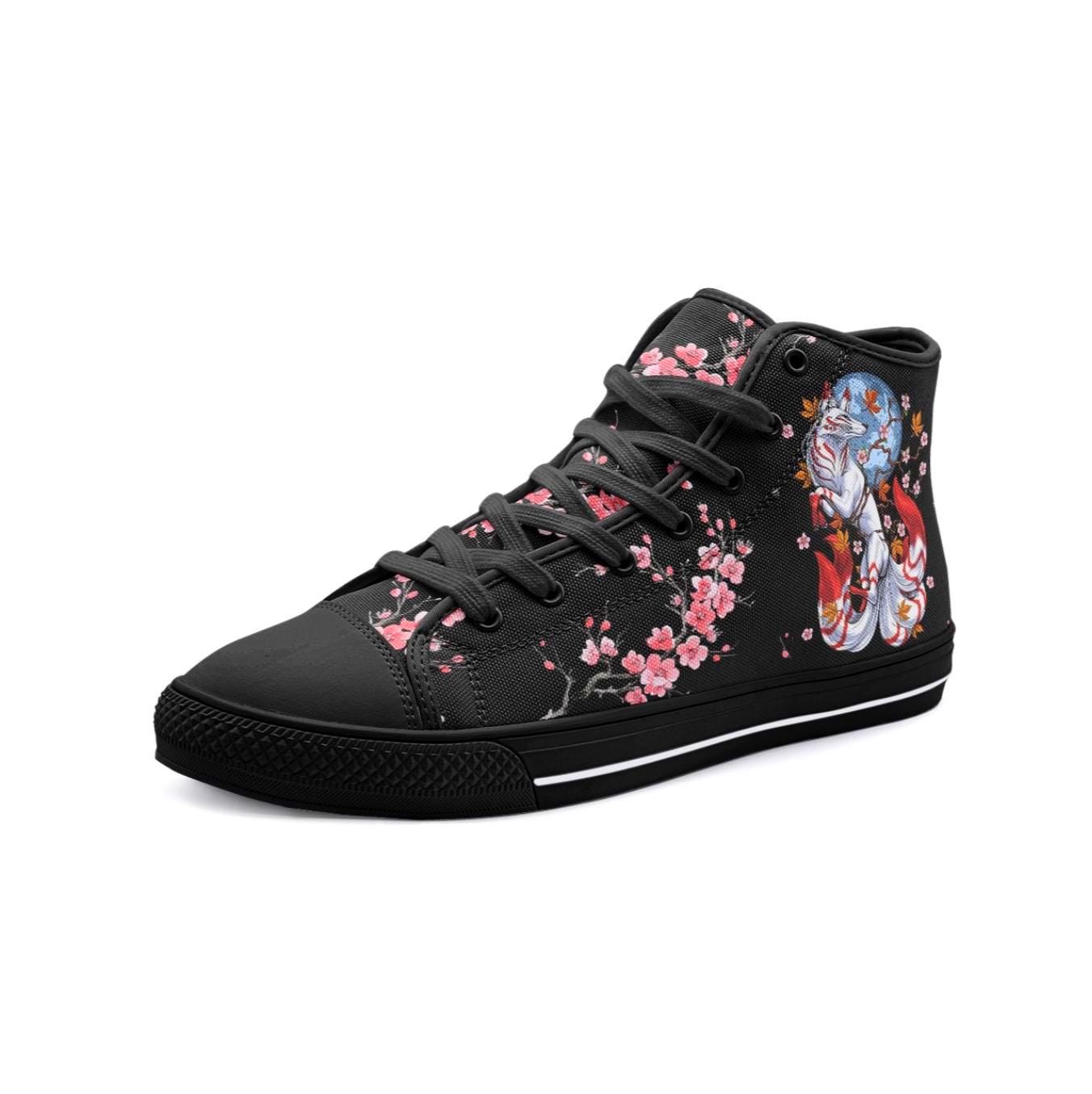 Kitsune Cherry Blossom shoes japan canvas high top shoes kitsune gift