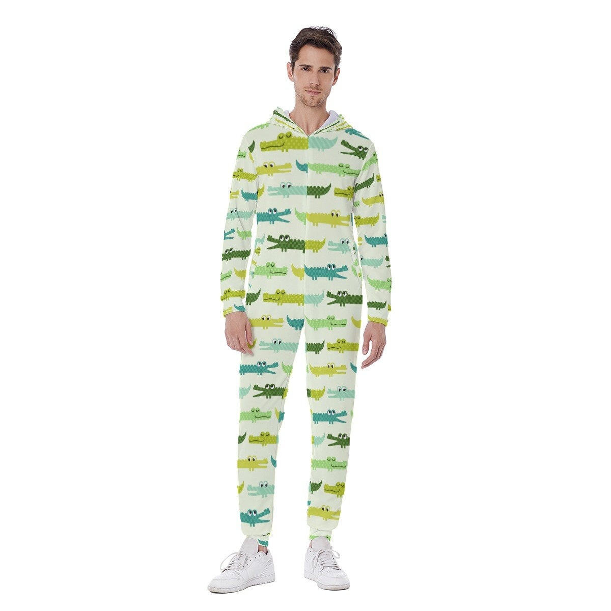 crocodile Men's Hooded Jumpsuit, Pajamas Winter Warm