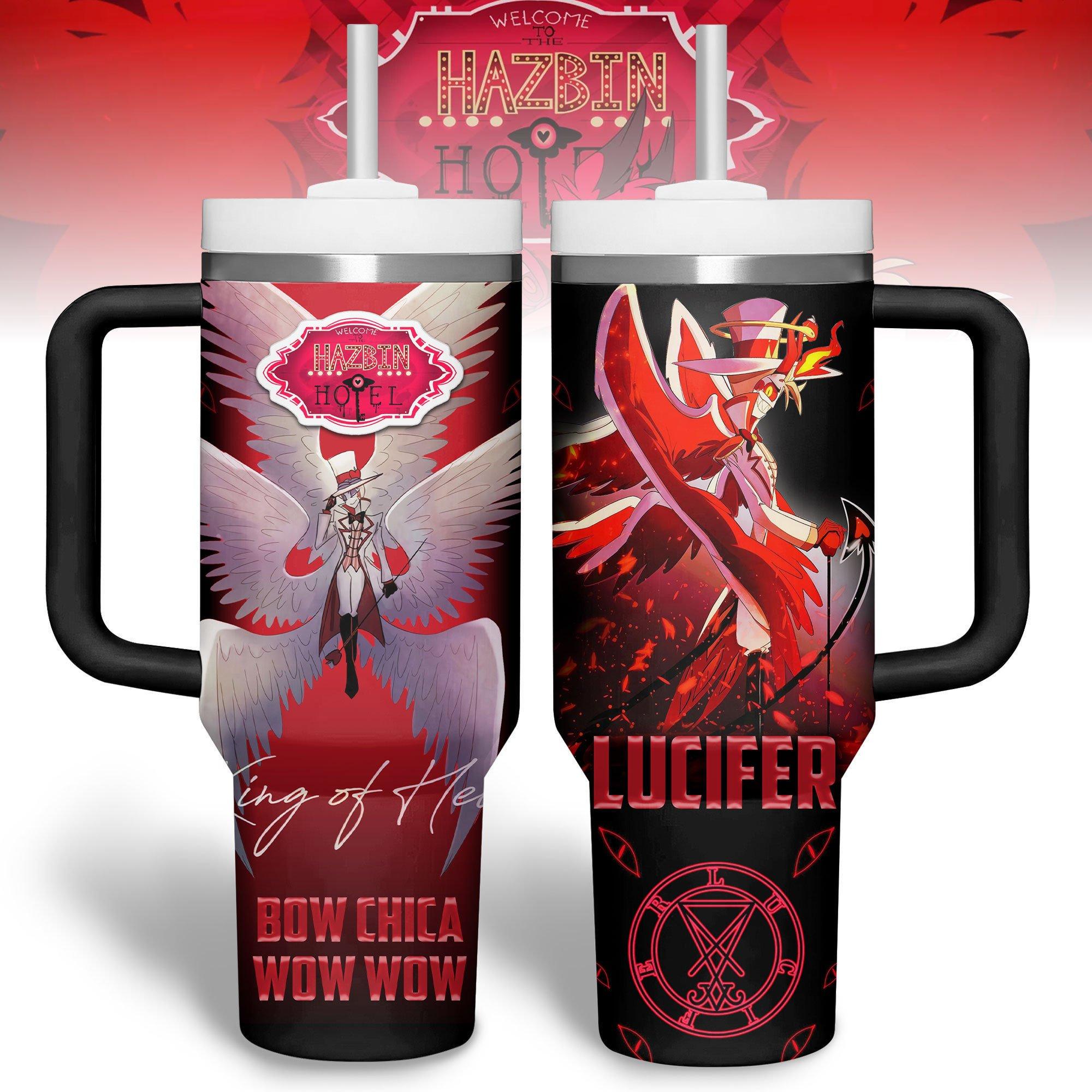 Hazbin Hotel Stainless Tumbler, Lucifer 40 oz Tumbler, Lucifer Morning Tumbler With Straw, Cute Anime Tumbler Cup, Lucifer Fan Gift