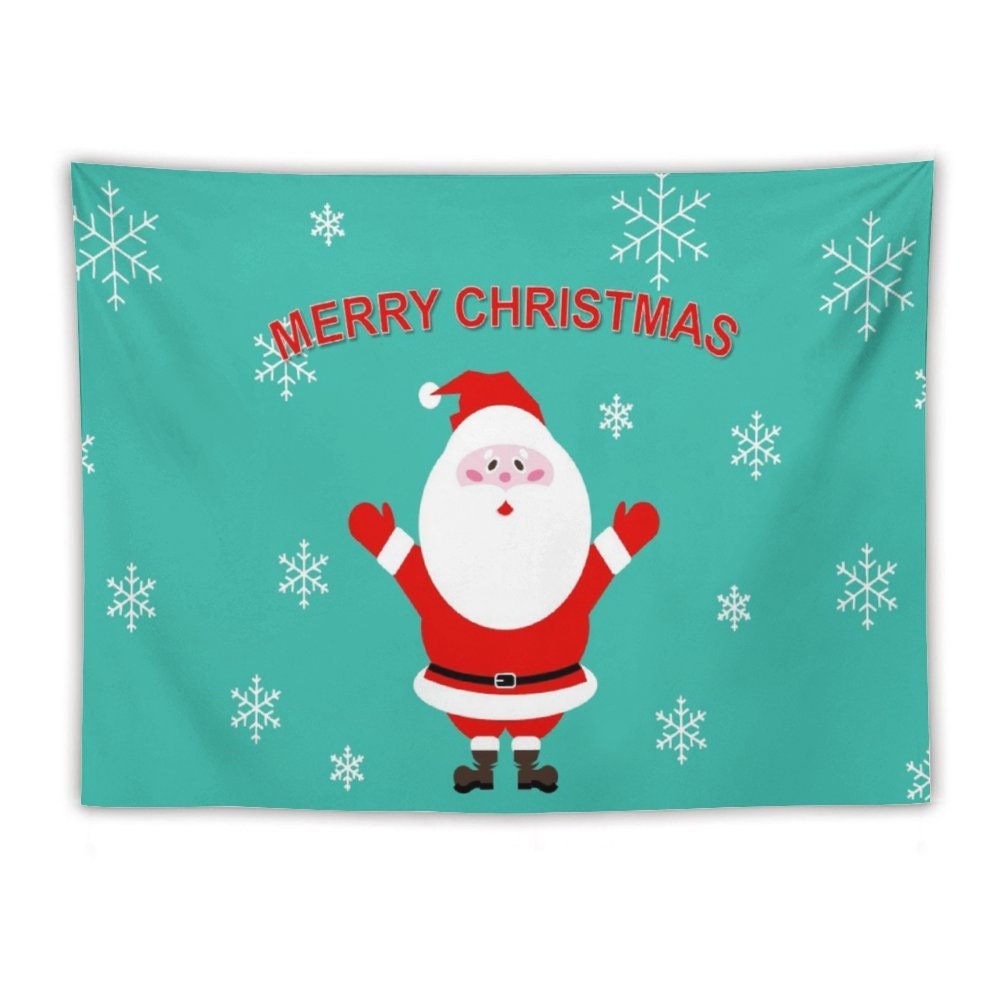 Jolly Santa Merry Christmas Tapestry Festive Holiday Wall Decor for a Warm and Cheerful Christmas Celebration