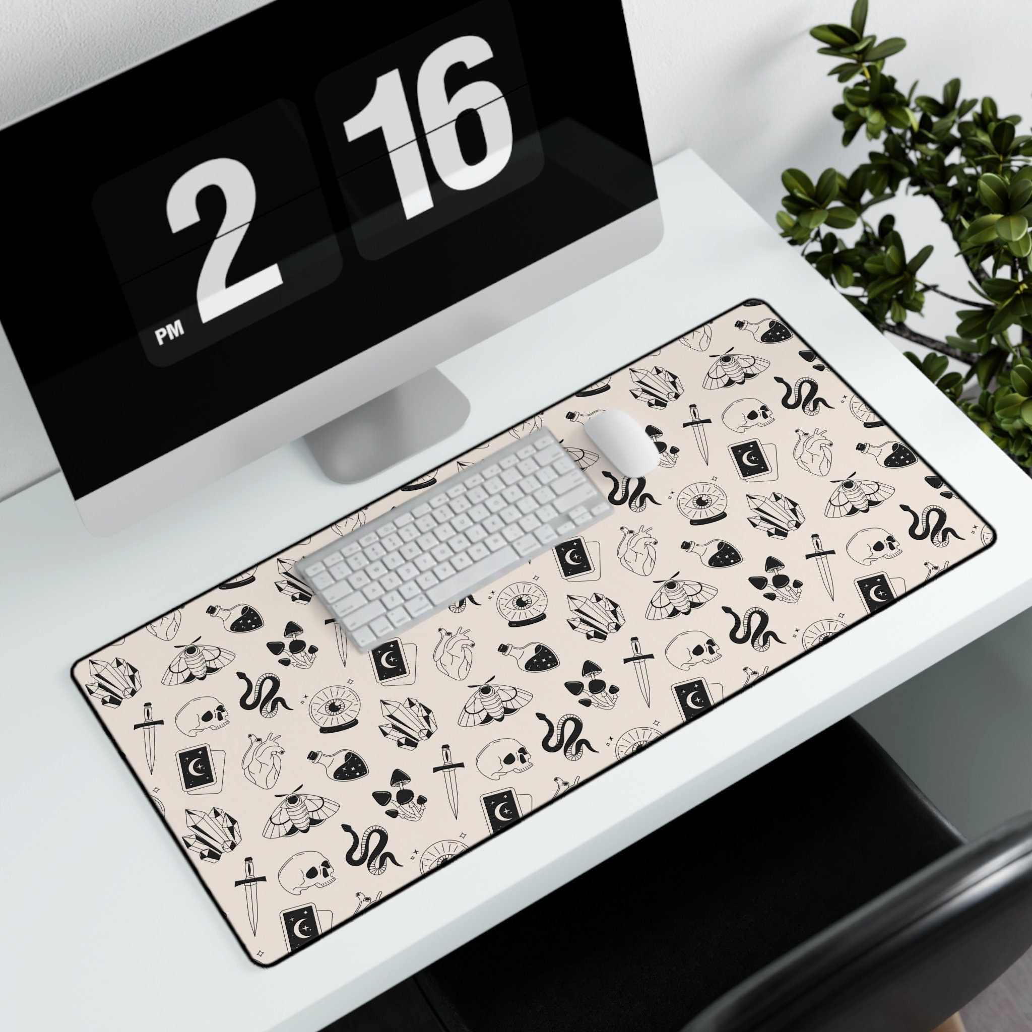 Witchcraft Desk Mat, Aesthetic Gamer Goth Supernatural Skull Magic Esoteric Deskmat