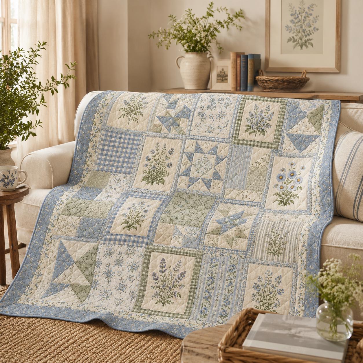 Floral Patchwork Quilt Blanket for Home & Living