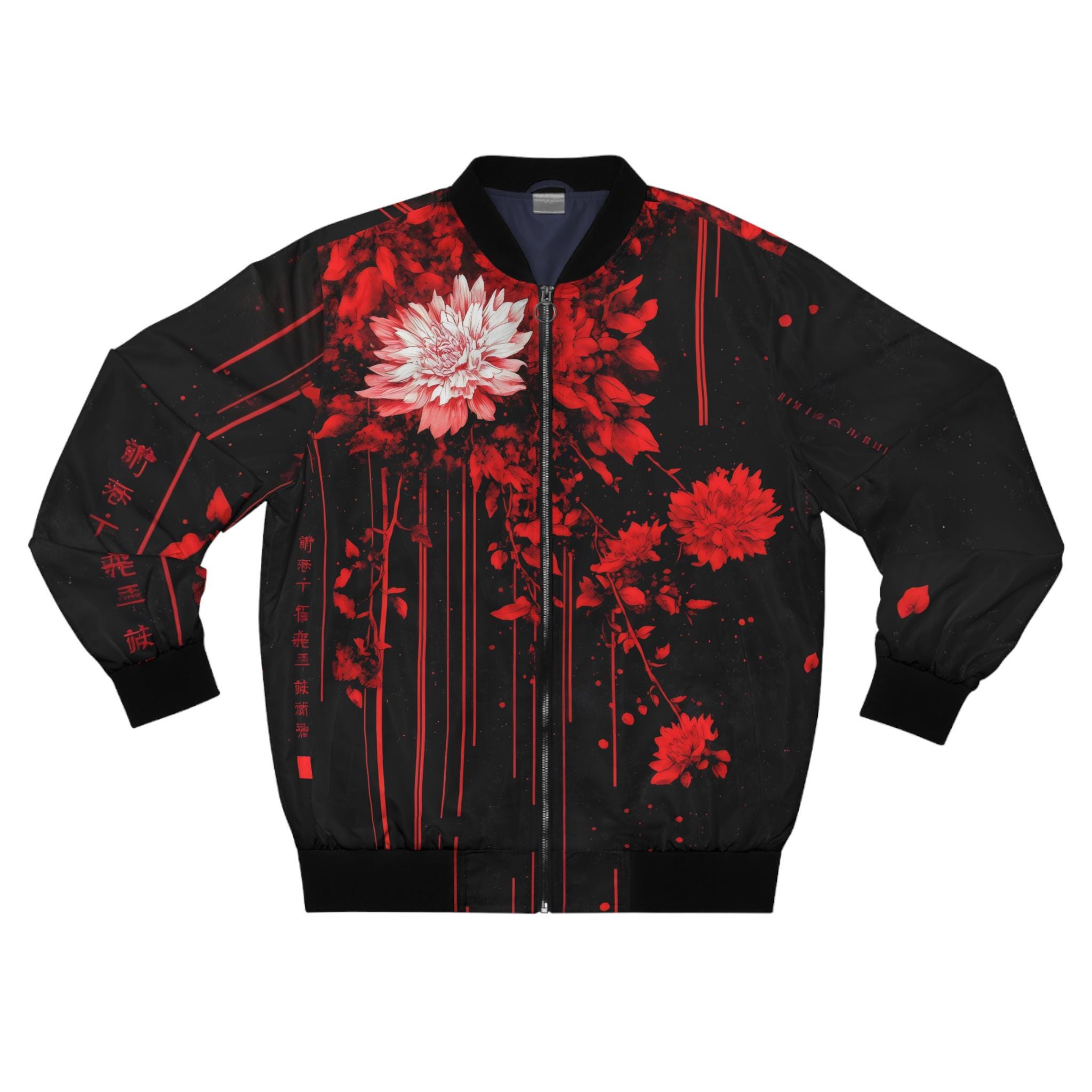Retro Japanese Bomber Men's Jacket ,Men's AOP Bomber Jacket,Japanese Streetwear Bomber Jacket
