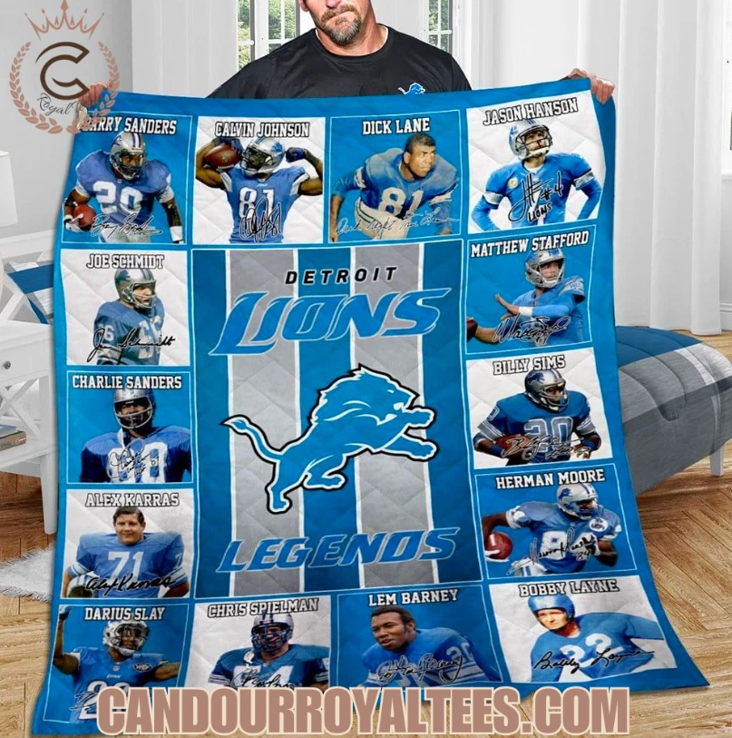Detroit Lions Legends Quilt Blanket Christmas Gift 2025