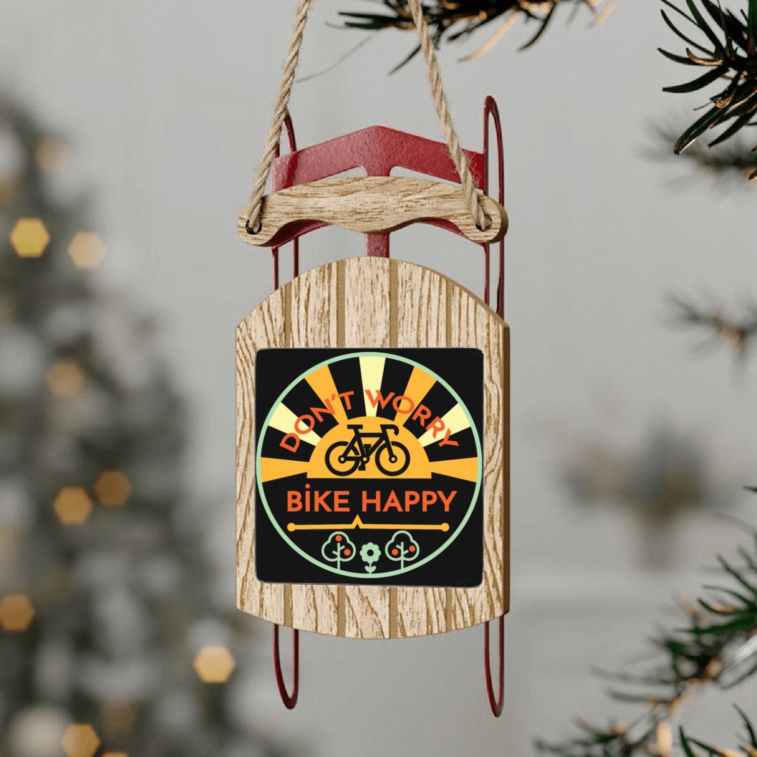 Bike every day bicycling rider Sled Ornaments