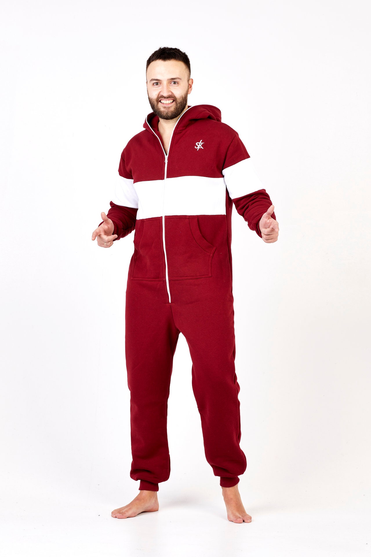 Adult Overall Pajamas, Men's Hooded Jumpsuit | Christmas Pajama Outfits | Family Matching Pajamas