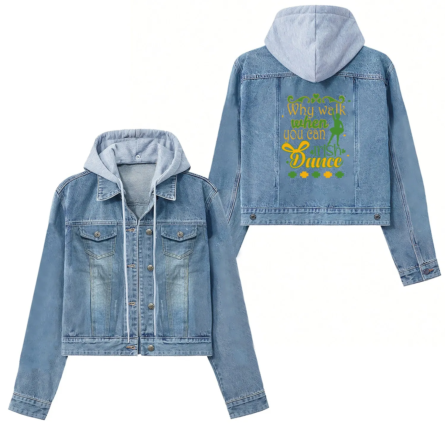 Irish Music Ireland Design for Irish Dancing Women's Denim Jackets