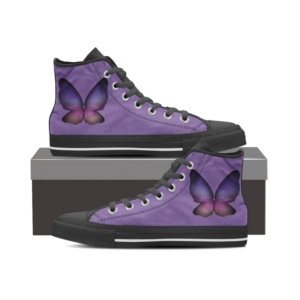 Rainbow Butterfly High-Top Sneakers