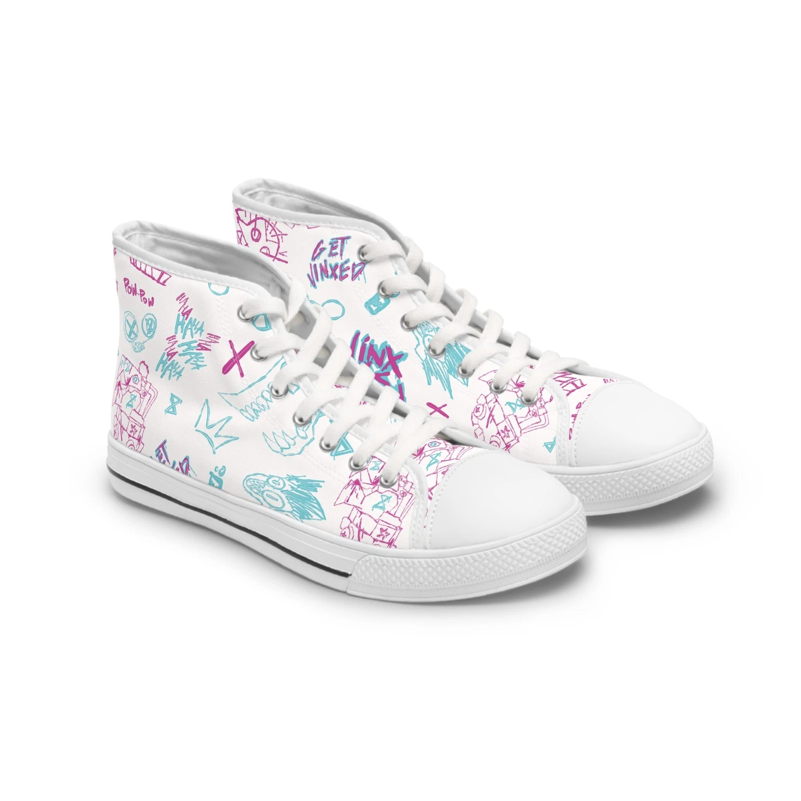 Women High Top Sneakers Shoes Jinx Powder Crazy scribble fan art made streetwear