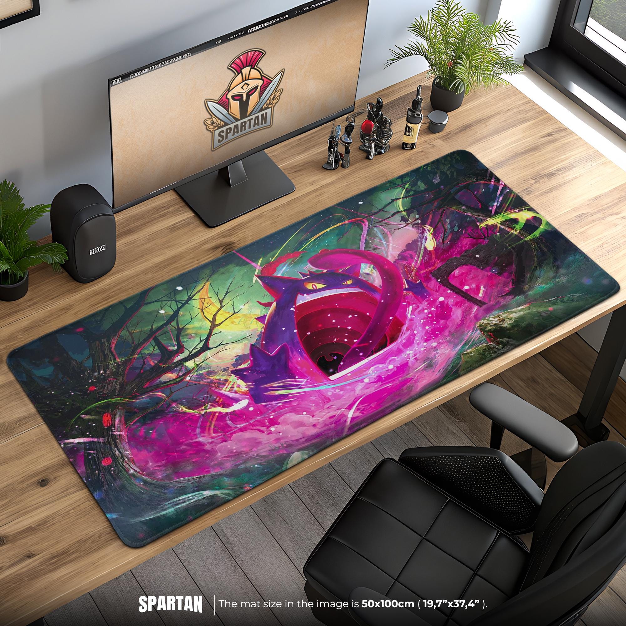 Gengar Pocket Mons Desk Mat - Ghost Type Gaming Desk Mat for Anime Trainers and Collectors