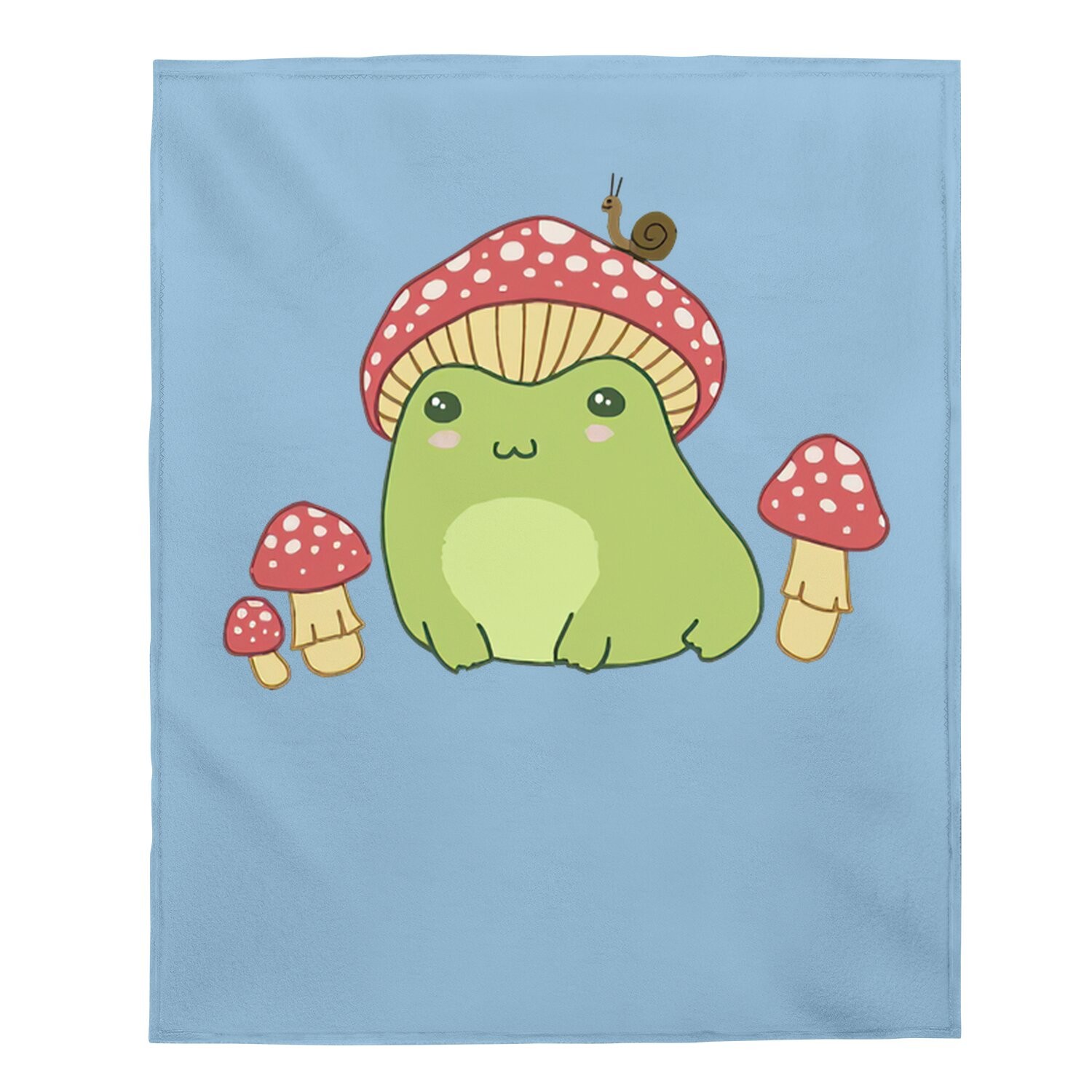 Frog With Mushroom Hat & Snail - Cottagecore Aesthetic Baby Blanket