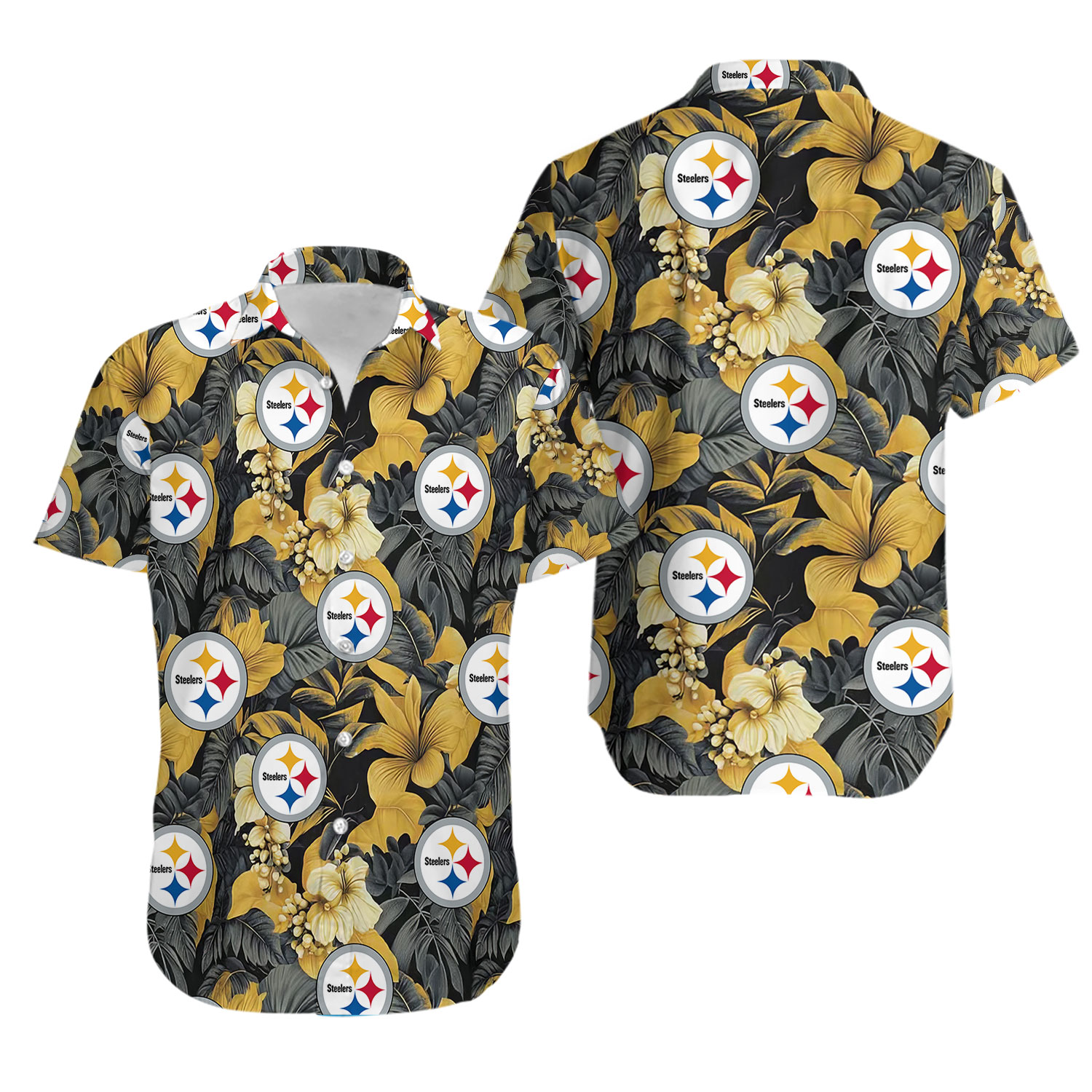 Pittsburghs team Steeler tropical Hawaiian Shirt, Aloha Floral Hawaiian Shirt