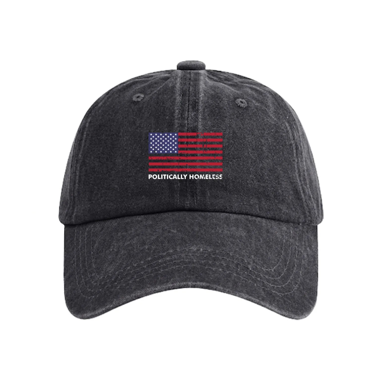 Politically Homeless Funny Popular Quote For Washed Denim Baseball Caps
