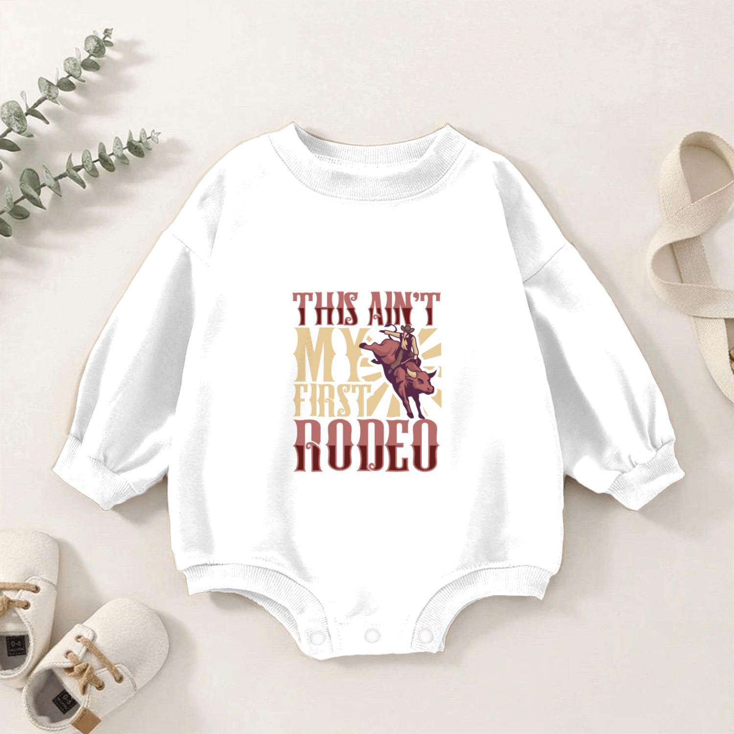 Cowboy Barn Bull Rider Rodeo Country Western Gift Baby Romper Sweatshirts