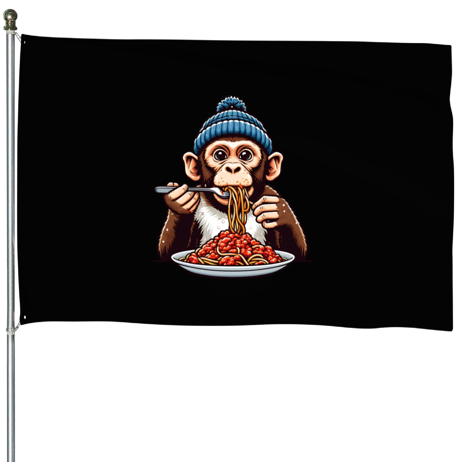 Monkeys enjoy spaghetti bolognese House Flags