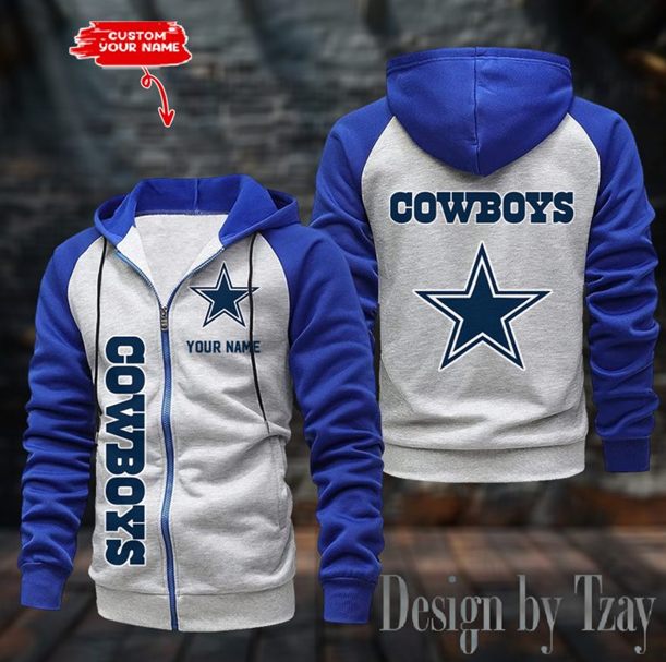 Dallas Cowboys Raglan Zip Hoodie, Football Lover Gift, Game Day