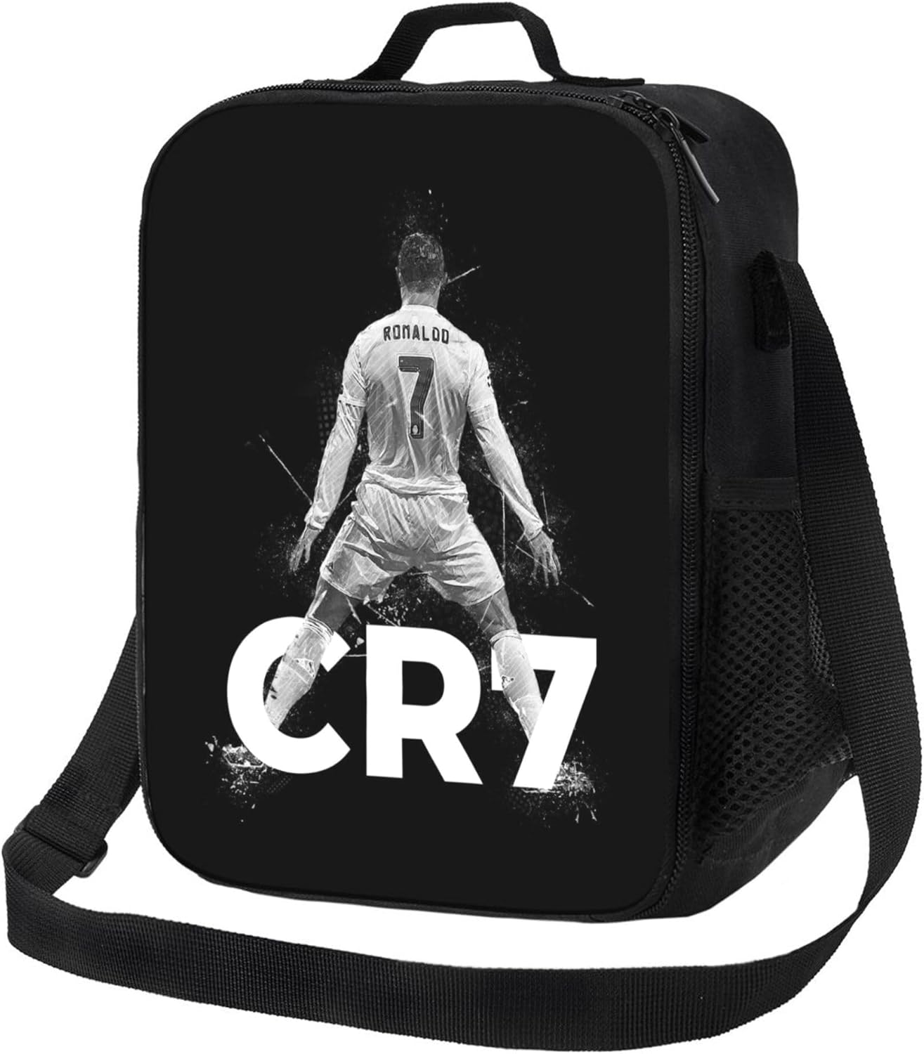 Soccer Insulated Lunch Bag for Kids and Adults, Durable Portable Lunch Box with Adjustable Shoulder Strap for Picnic, Beach, Hiking, Work