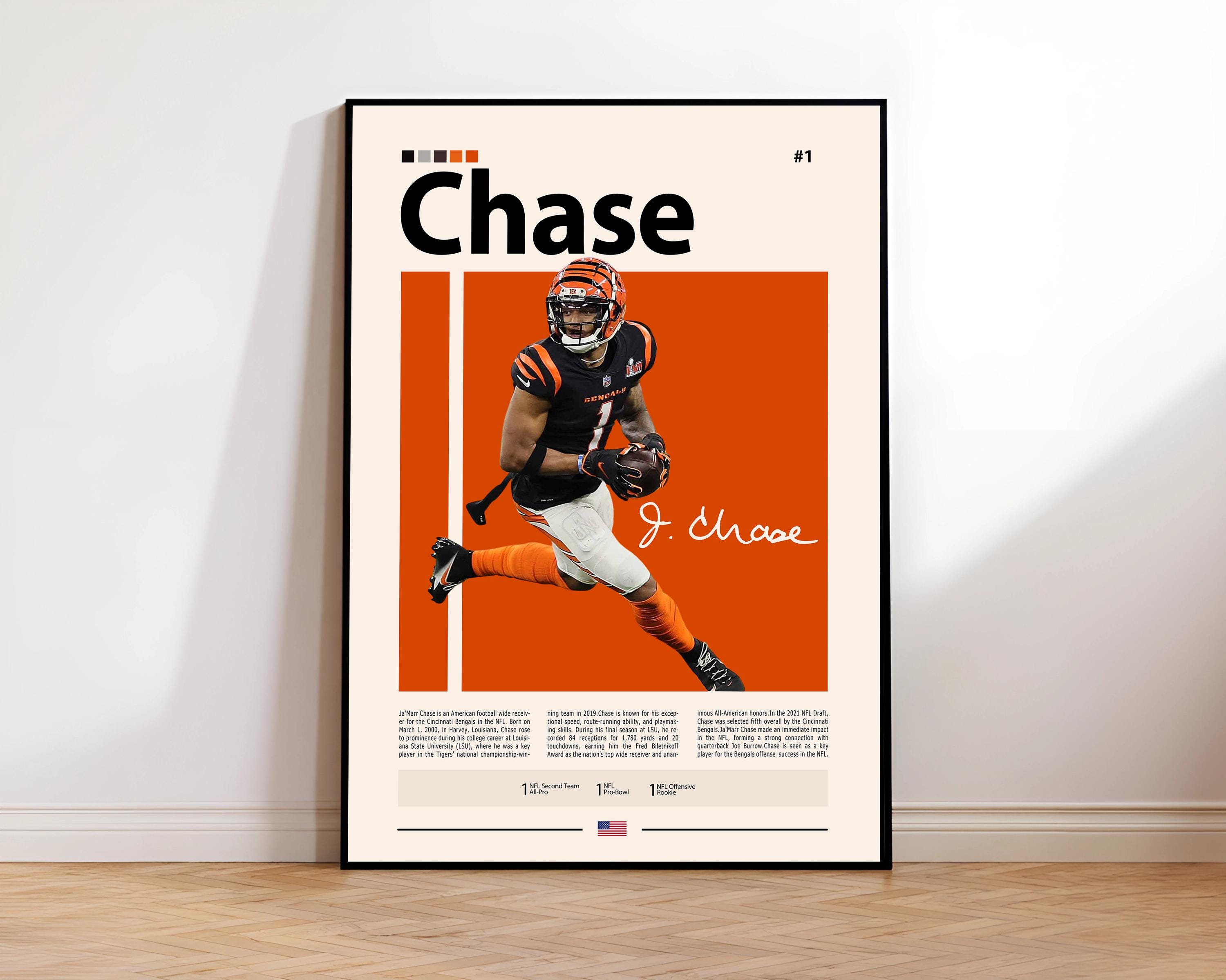 Ja'Marr Chase Poster, Cincinnati Print, football Wall Art, Football Player Decor, Bengals Fan Gift, Sports Bedroom, Man Cave Print