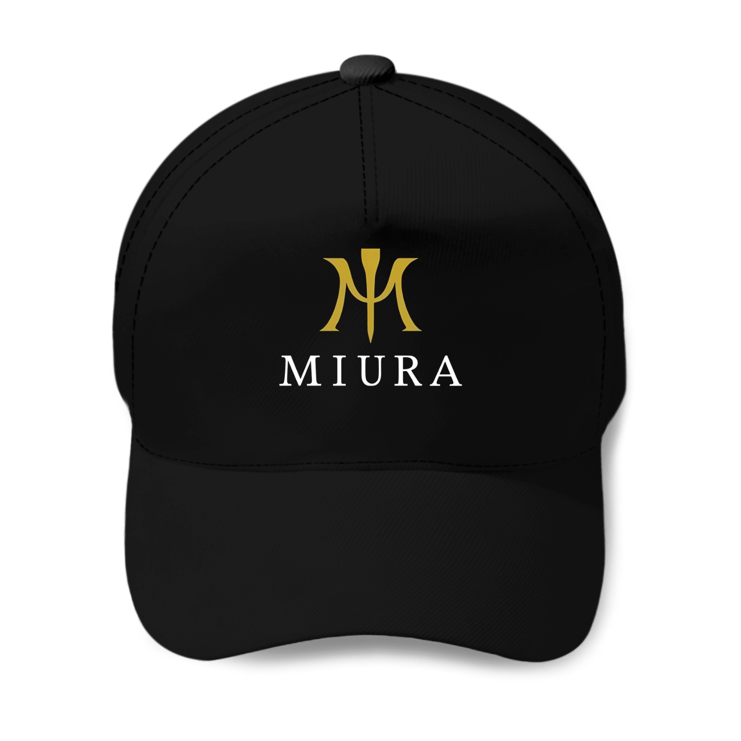 Miura Golf Logo Printed Black Baseball Cap Adjustable