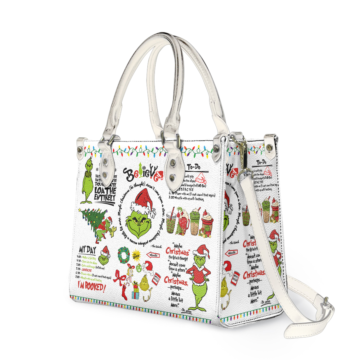 Funny Character Christmas Personalized Leather Handbag