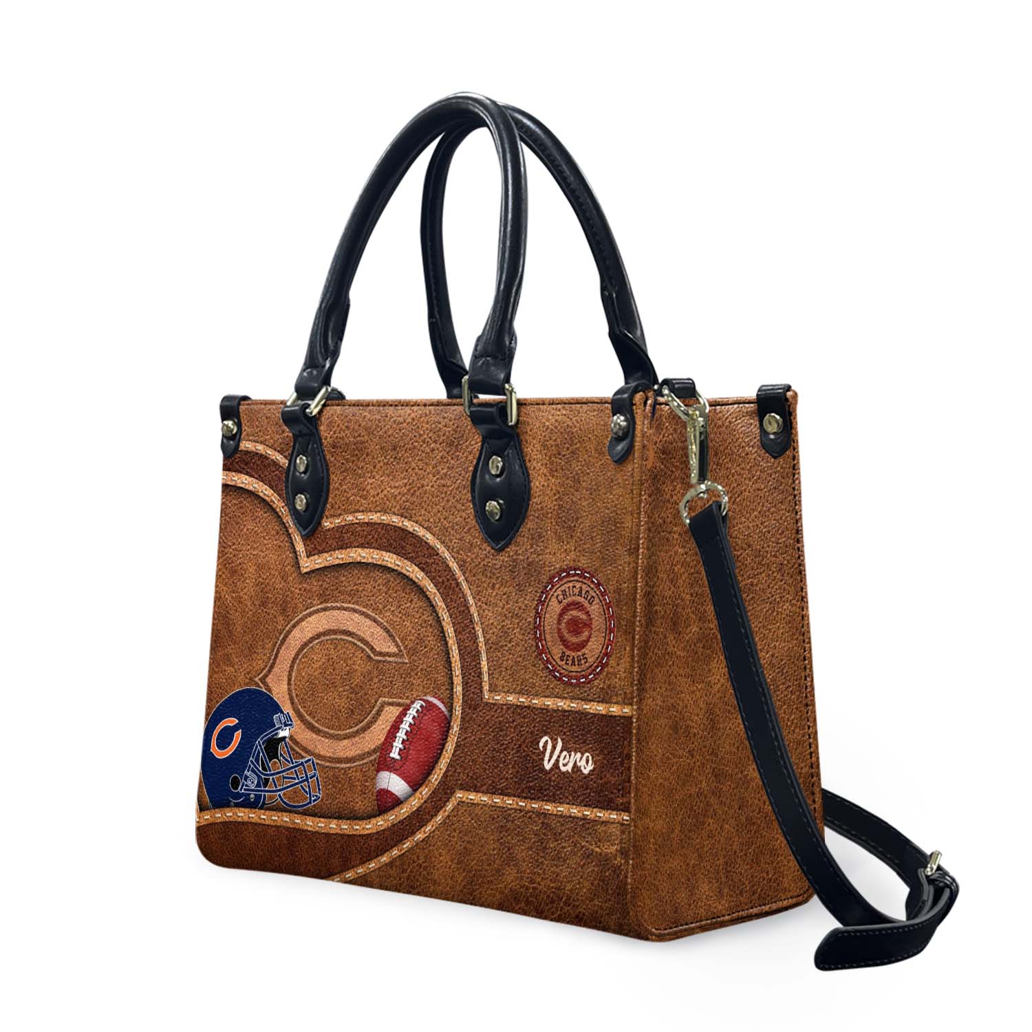 Personalized Chicago Football Team Bearss Leather Handbag Gift
