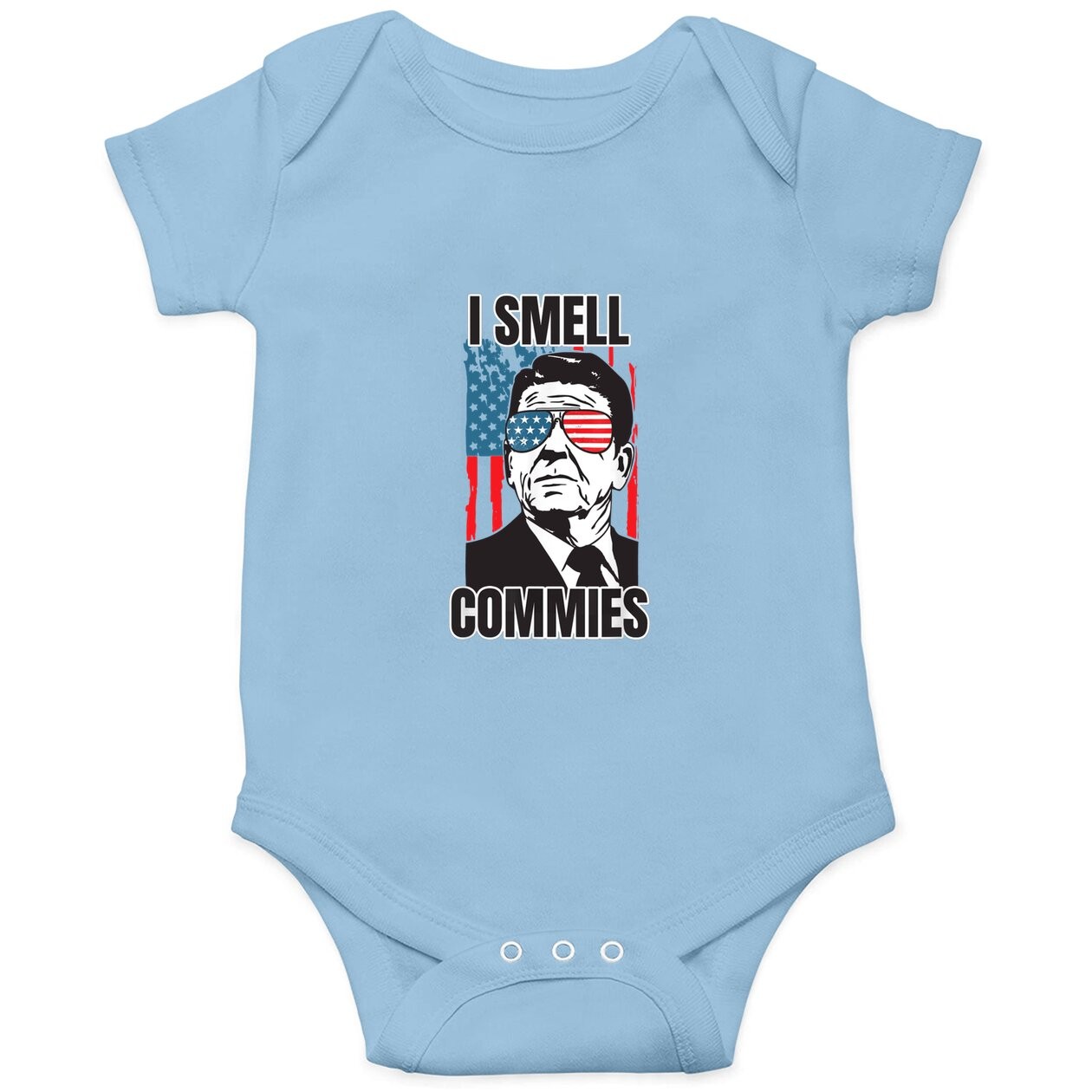 Ronald Reagan I Smell Commies Retro Vintage Political Humor Baby Bodysuit