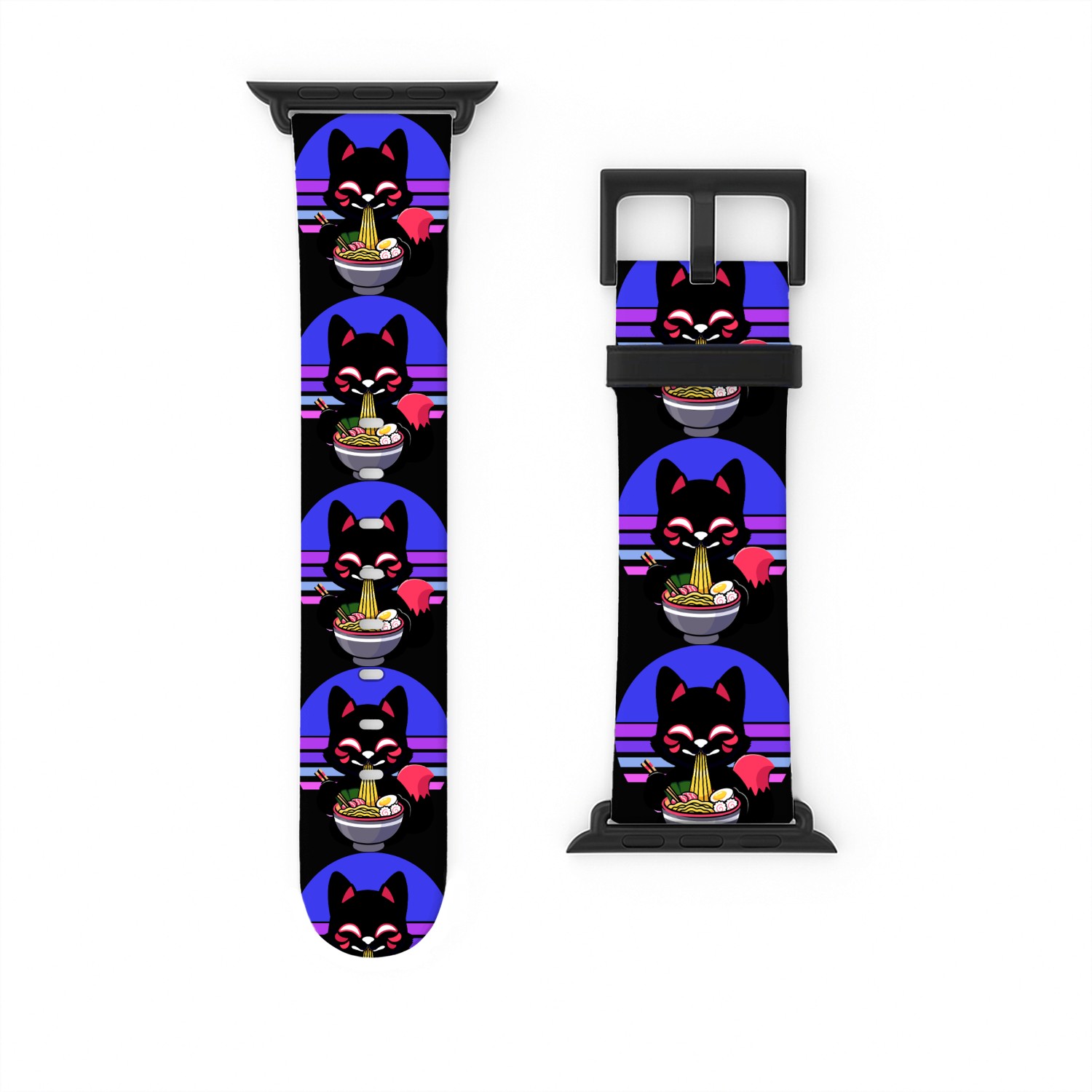 Cat Eating Ramen Noodles Kawaii Anime Japanese Watch Bands For Apple Watch