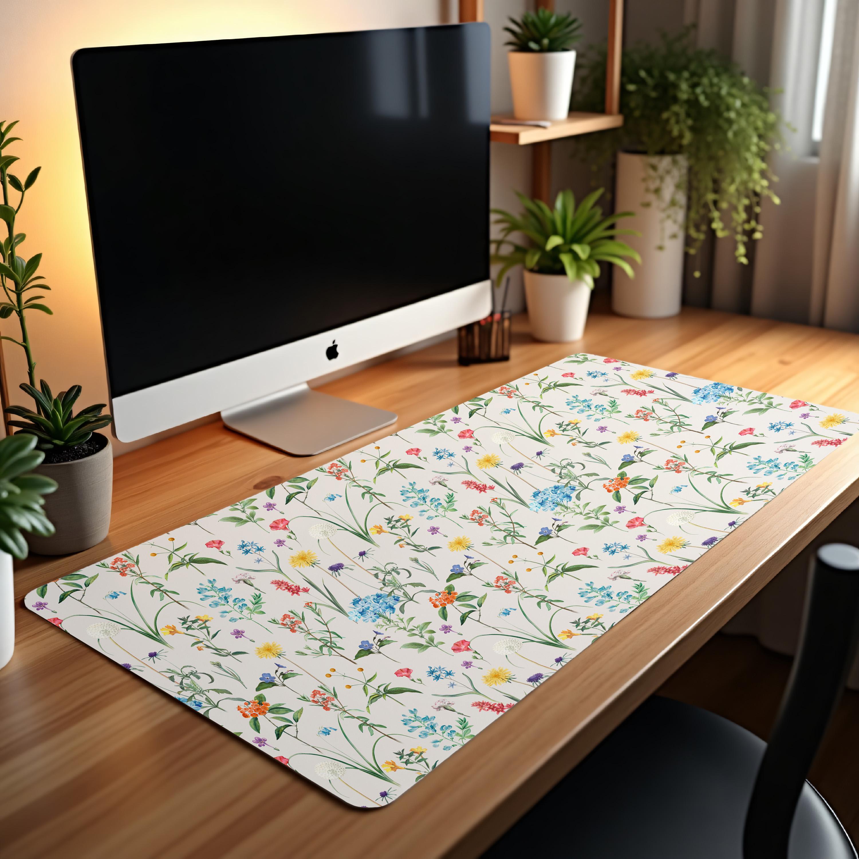 Wildflower Garden Floral Desk Mat for Office or Home Workspace
