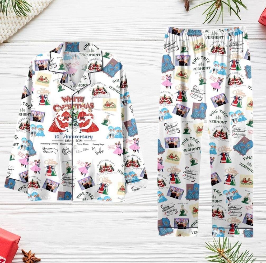 White Christmas Pajamas, Haynes Sisters Shirt, Columbia Inn Pajamas Set, White Sisters Movie Xmas Pajamas, Christmas Pine Tree Pajamas