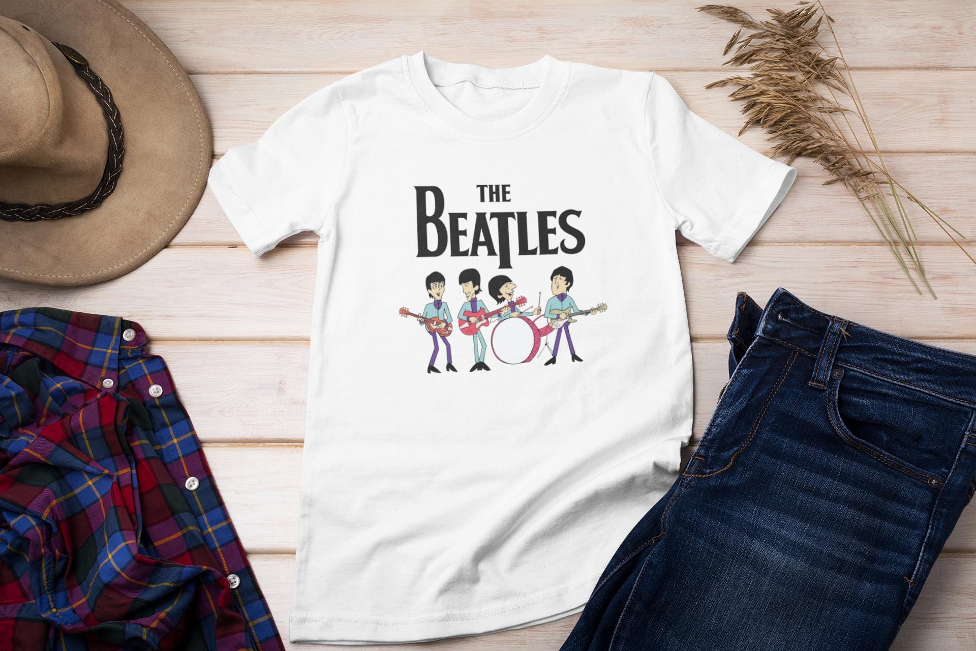 The Beatles Cartoon T-Shirt, Beatles Band Tee, Music Vintage T-Shirt, 90s The Beatles Fan Tee, Rock Band T-Shirt