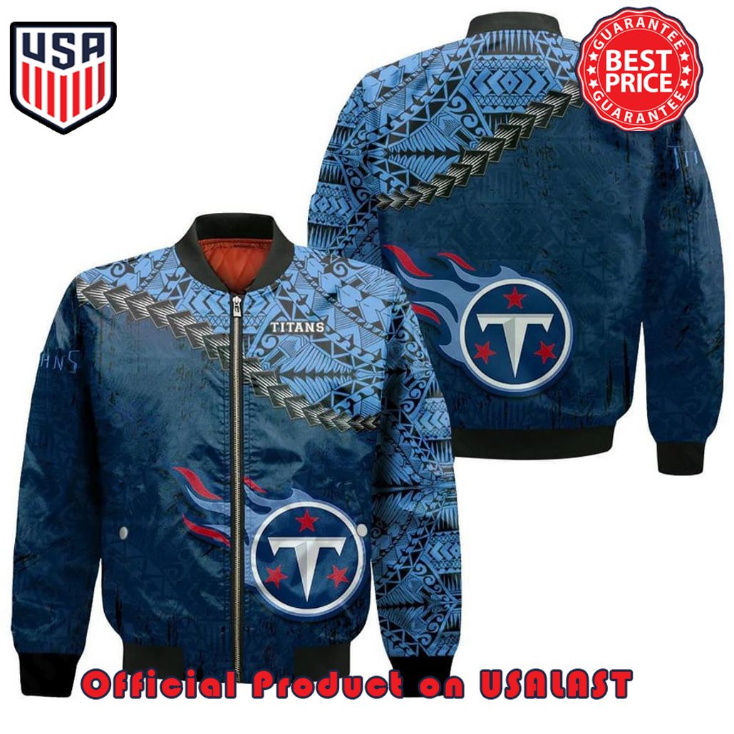 TENNESSEE TITANS BOMBER JACKET 3D PRINTED GRUNGE POLYNESIAN TATTOO