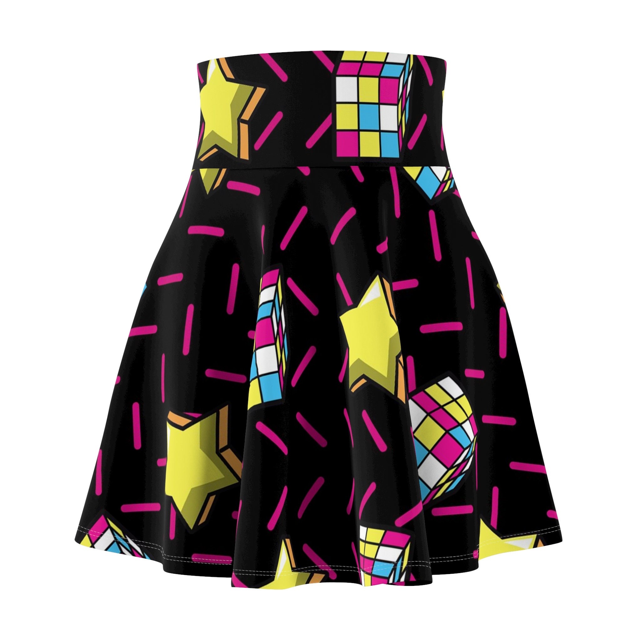 Women's Skater Skirt - Retro High-Waisted Skirt for Teen and 80s Style