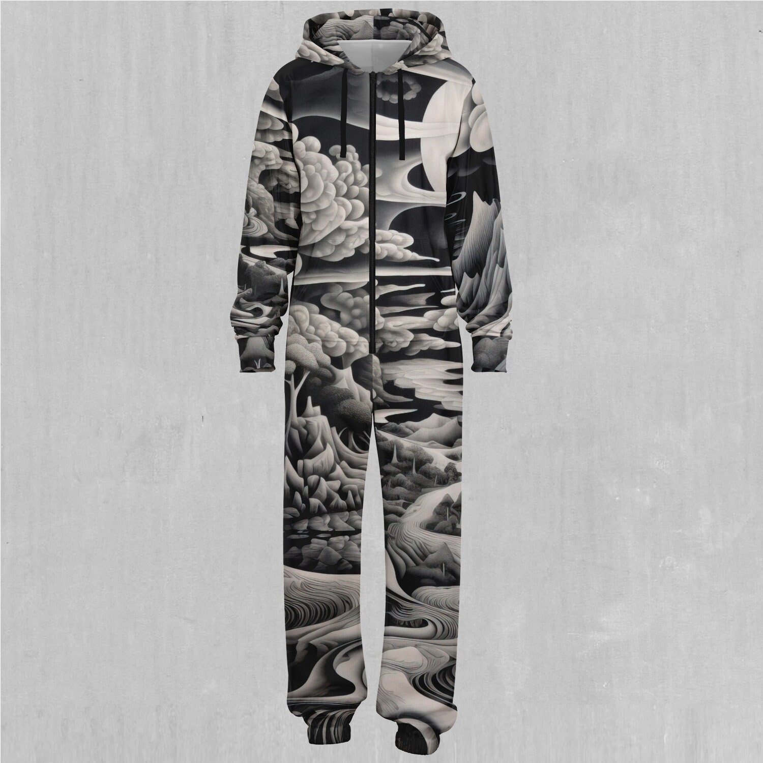 Ethereal Moonlight Psychedelic Trippy Adult Zip Up Jumpsuit Pajamas