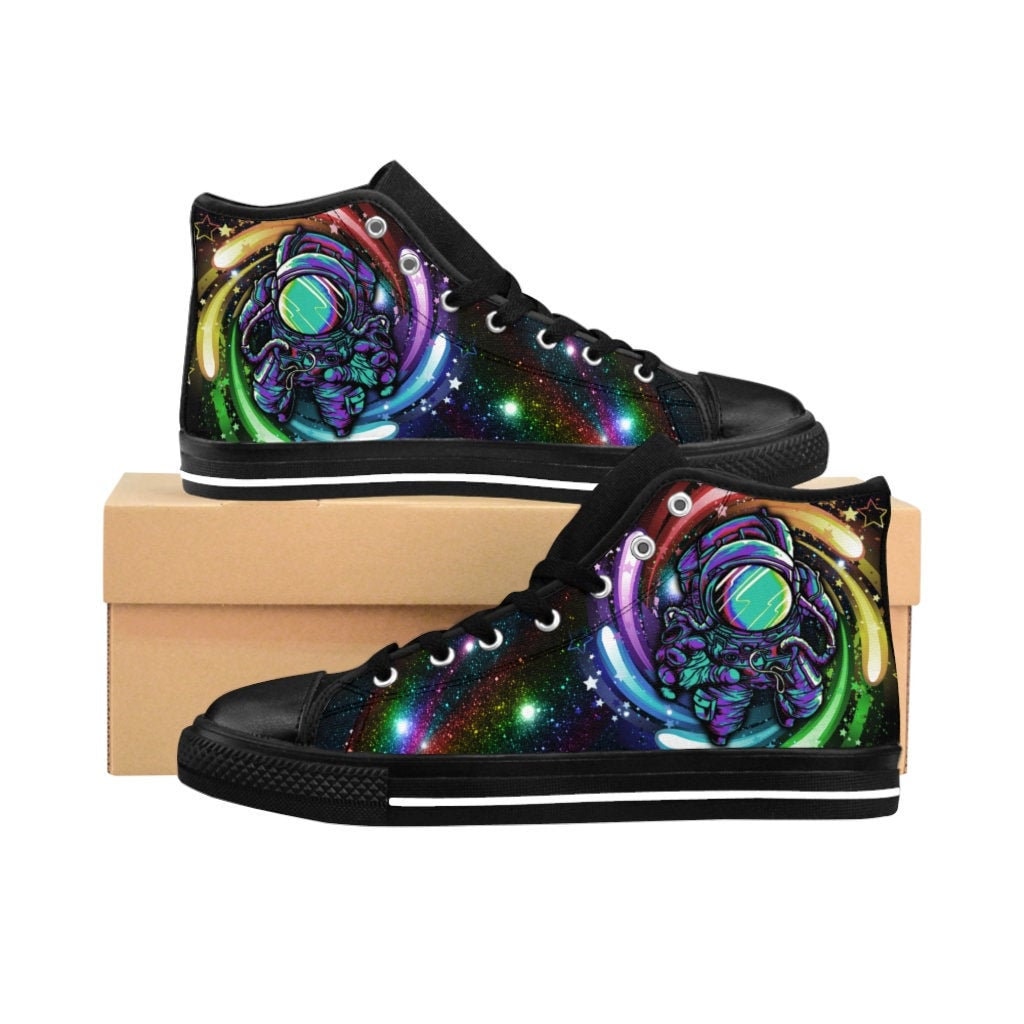 Mens High-top Astronaut Sneakers Lgbtq Galaxy Space Shoes Rainbow Gay Pride Colorful Astronomy Rave Festival Edm High Top Tops Hightops Gift