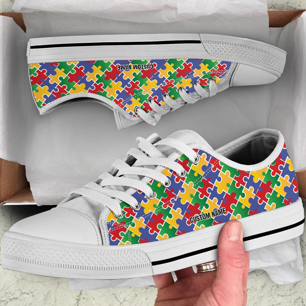 Autism Custom Name Sneakers / Autism Low Top Shoes / Autism Low Top Sneakers / Autism Custom Print Trainers Shoes / Autism Gift